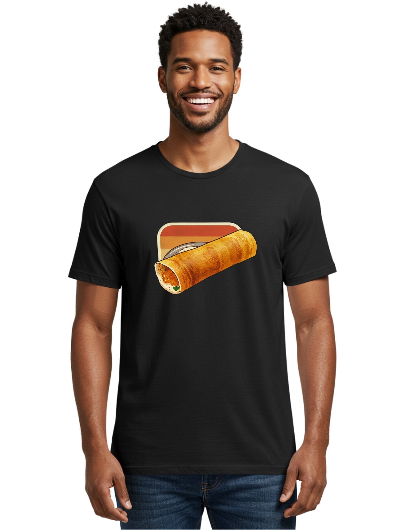 Masala-Dosa-18 Men'S Graphic Tee, 100% Cotton, Comfortable Casual Summer Wear, Machine Washable, South Indian Cuisine, Dosa Recipe, Indian Street Food, Rolled Dosa, Savory Crepe, Spicy Filling, Traditional Breakfast Baa979 25