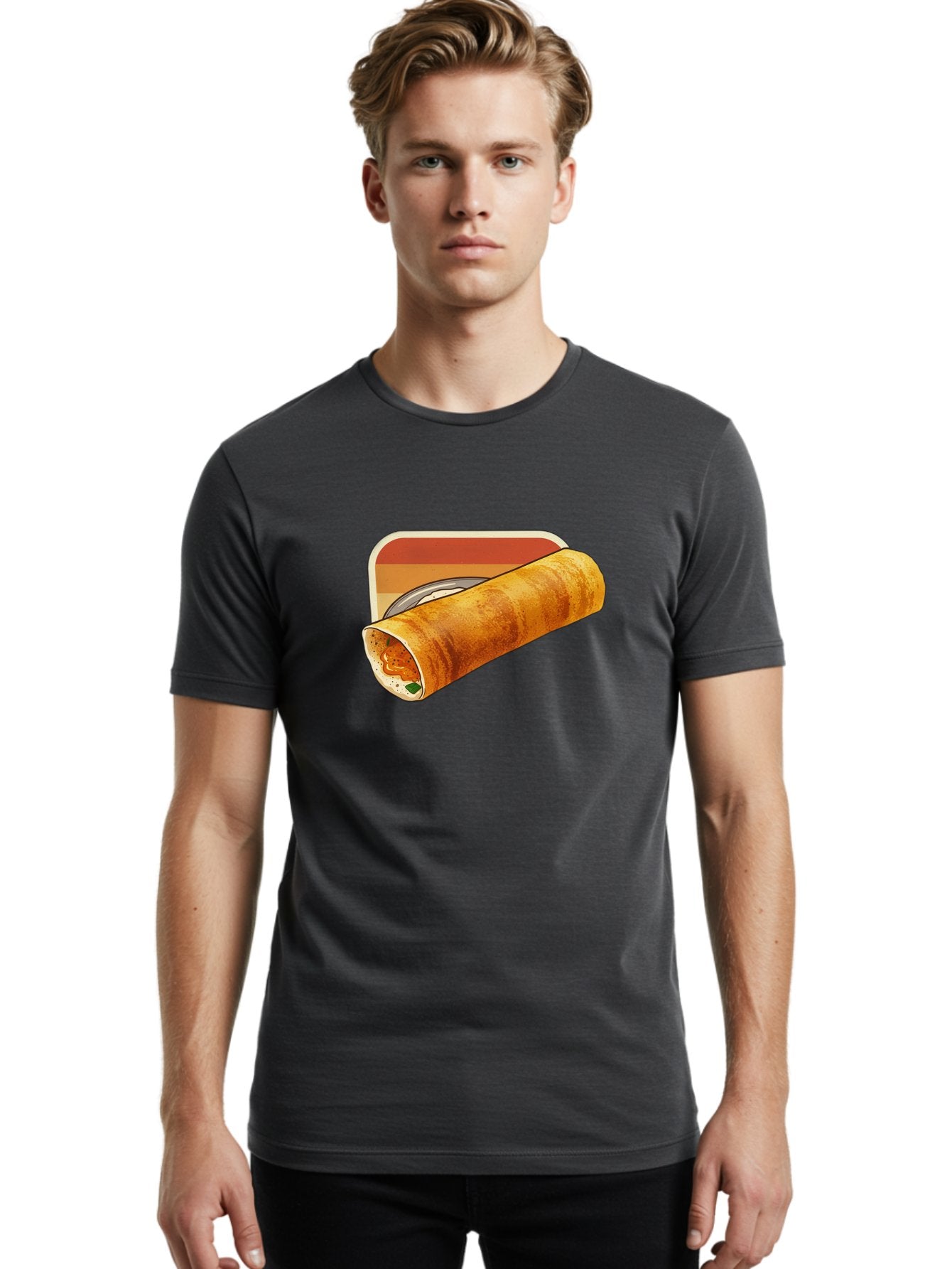 Masala-Dosa-18 Men'S Graphic Tee, 100% Cotton, Comfortable Casual Summer Wear, Machine Washable, South Indian Cuisine, Dosa Recipe, Indian Street Food, Rolled Dosa, Savory Crepe, Spicy Filling, Traditional Breakfast Baa979 26