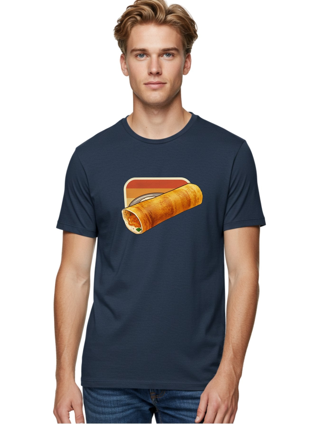 Masala-Dosa-18 Men'S Graphic Tee, 100% Cotton, Comfortable Casual Summer Wear, Machine Washable, South Indian Cuisine, Dosa Recipe, Indian Street Food, Rolled Dosa, Savory Crepe, Spicy Filling, Traditional Breakfast Baa979 29