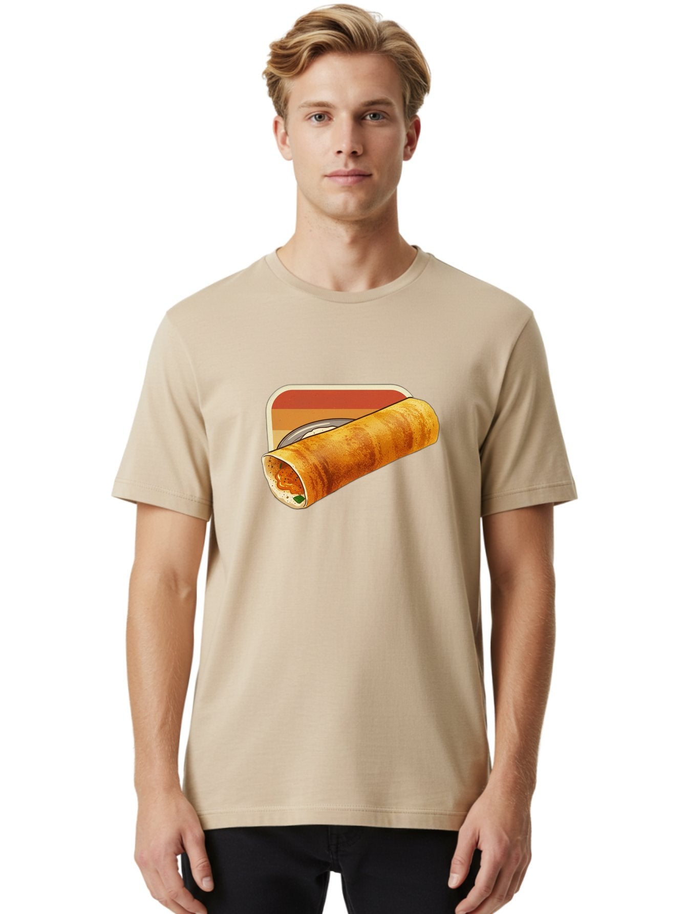 Masala-Dosa-18 Men'S Graphic Tee, 100% Cotton, Comfortable Casual Summer Wear, Machine Washable, South Indian Cuisine, Dosa Recipe, Indian Street Food, Rolled Dosa, Savory Crepe, Spicy Filling, Traditional Breakfast Baa979 27