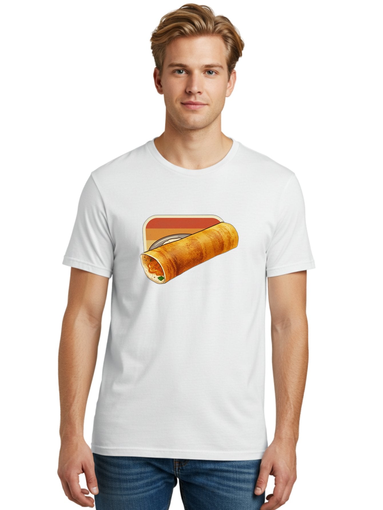 Masala-Dosa-18 Men'S Graphic Tee, 100% Cotton, Comfortable Casual Summer Wear, Machine Washable, South Indian Cuisine, Dosa Recipe, Indian Street Food, Rolled Dosa, Savory Crepe, Spicy Filling, Traditional Breakfast Baa979 18