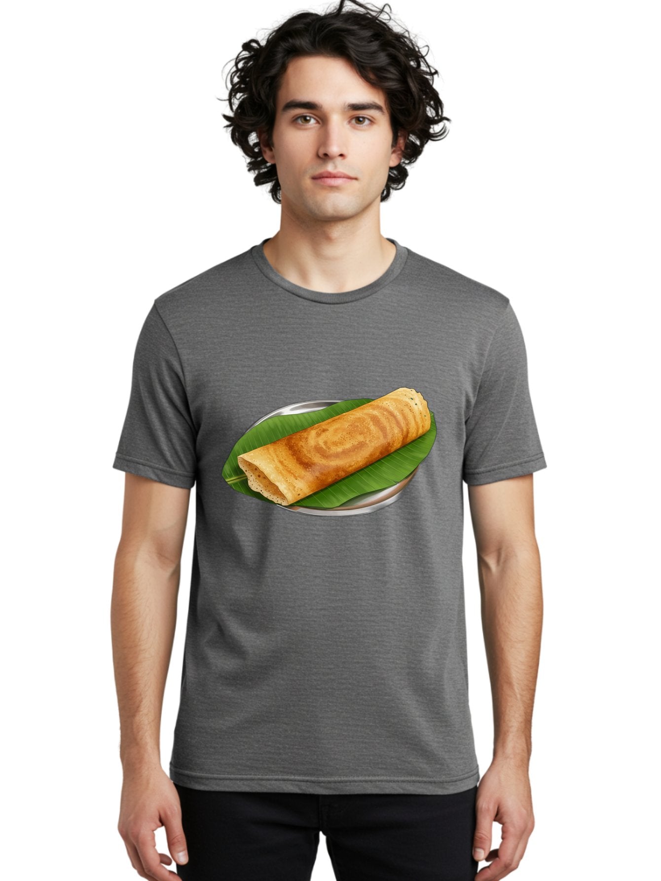 Masala-Dosa-2 Men'S Graphic Tee, 100% Cotton, Comfortable Casual Summer Wear, Machine Washable, South Indian Cuisine, Traditional Food, Dosa Recipe, Banana Leaf, Indian Breakfast, Fermented Rice, Crispy Crepe, Vegetarian Dish, Authentic Flavor Baa980 16
