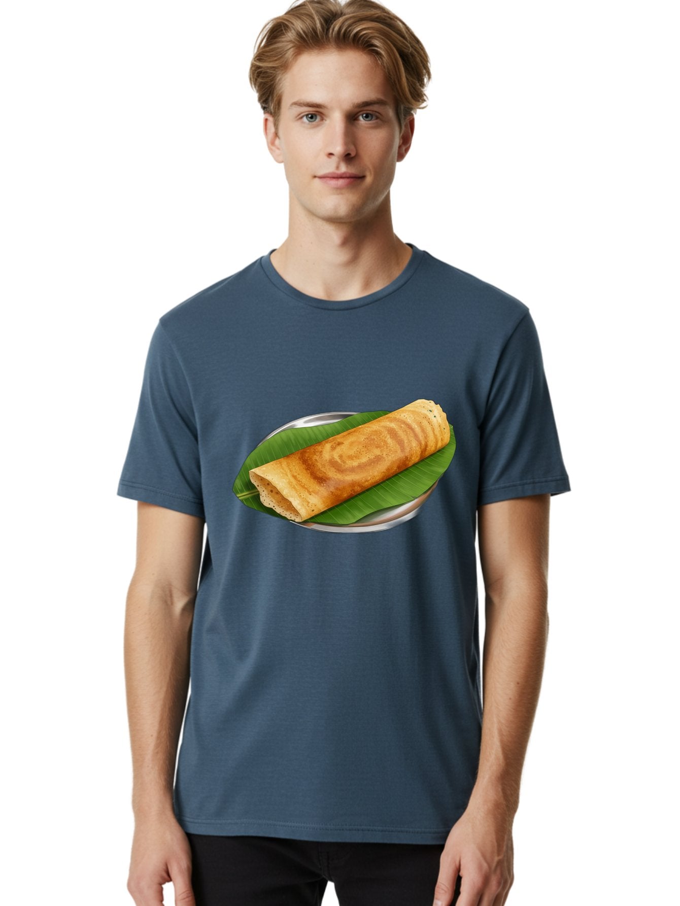 Masala-Dosa-2 Men'S Graphic Tee, 100% Cotton, Comfortable Casual Summer Wear, Machine Washable, South Indian Cuisine, Traditional Food, Dosa Recipe, Banana Leaf, Indian Breakfast, Fermented Rice, Crispy Crepe, Vegetarian Dish, Authentic Flavor Baa980 28