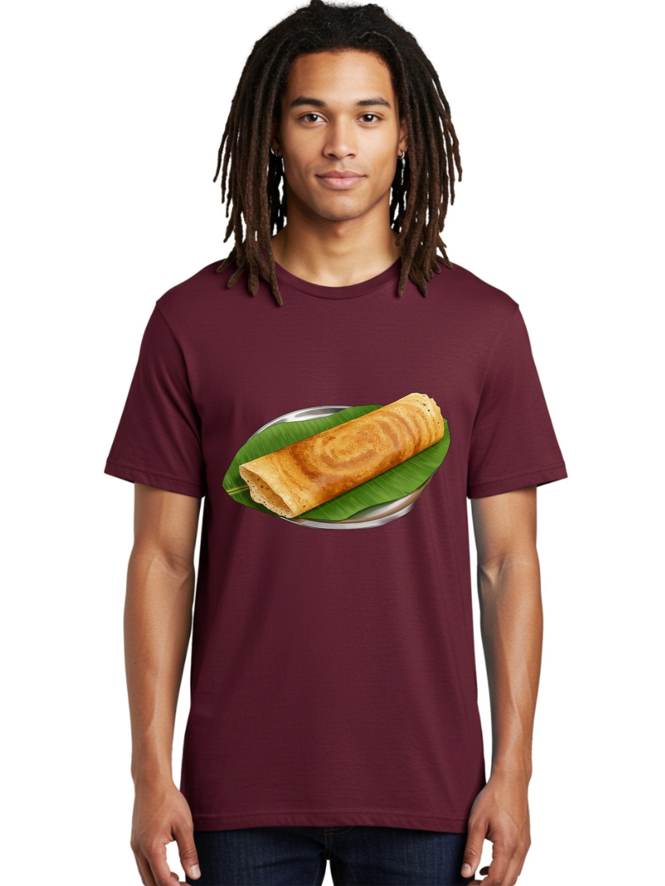 Masala-Dosa-2 Men'S Graphic Tee, 100% Cotton, Comfortable Casual Summer Wear, Machine Washable, South Indian Cuisine, Traditional Food, Dosa Recipe, Banana Leaf, Indian Breakfast, Fermented Rice, Crispy Crepe, Vegetarian Dish, Authentic Flavor Baa980 21