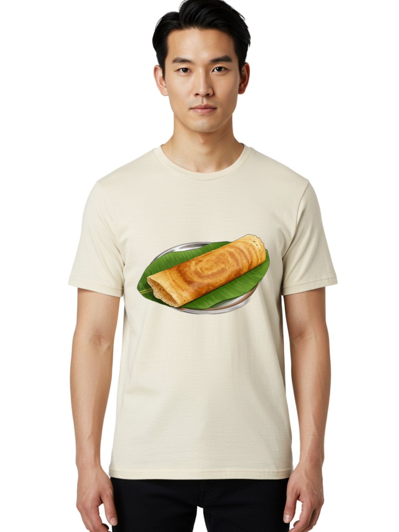 Masala-Dosa-2 Men'S Graphic Tee, 100% Cotton, Comfortable Casual Summer Wear, Machine Washable, South Indian Cuisine, Traditional Food, Dosa Recipe, Banana Leaf, Indian Breakfast, Fermented Rice, Crispy Crepe, Vegetarian Dish, Authentic Flavor Baa980 25
