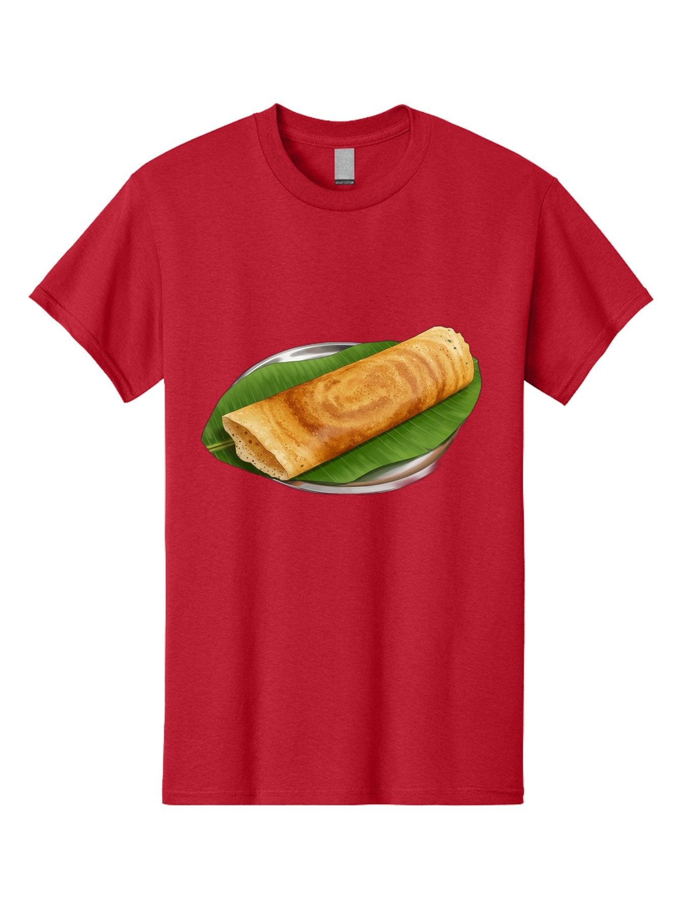 Masala-Dosa-2 Men'S Graphic Tee, 100% Cotton, Comfortable Casual Summer Wear, Machine Washable, South Indian Cuisine, Traditional Food, Dosa Recipe, Banana Leaf, Indian Breakfast, Fermented Rice, Crispy Crepe, Vegetarian Dish, Authentic Flavor Baa980 9
