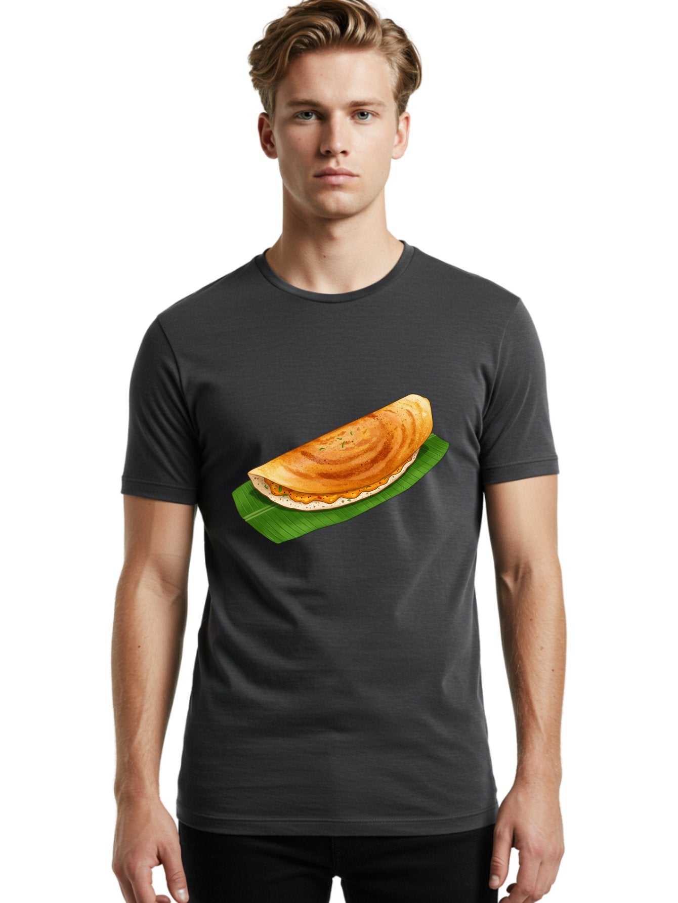 Masala-Dosa-5 Men'S Graphic Tee, 100% Cotton, Comfortable Casual Summer Wear, Machine Washable, Indian Cuisine, South Indian Food, Dosa Recipe, Masala Dosa, Savory Crepe, Fermented Rice, Savory Filling, Spicy Potato, Breakfast Dish, Baa983 16