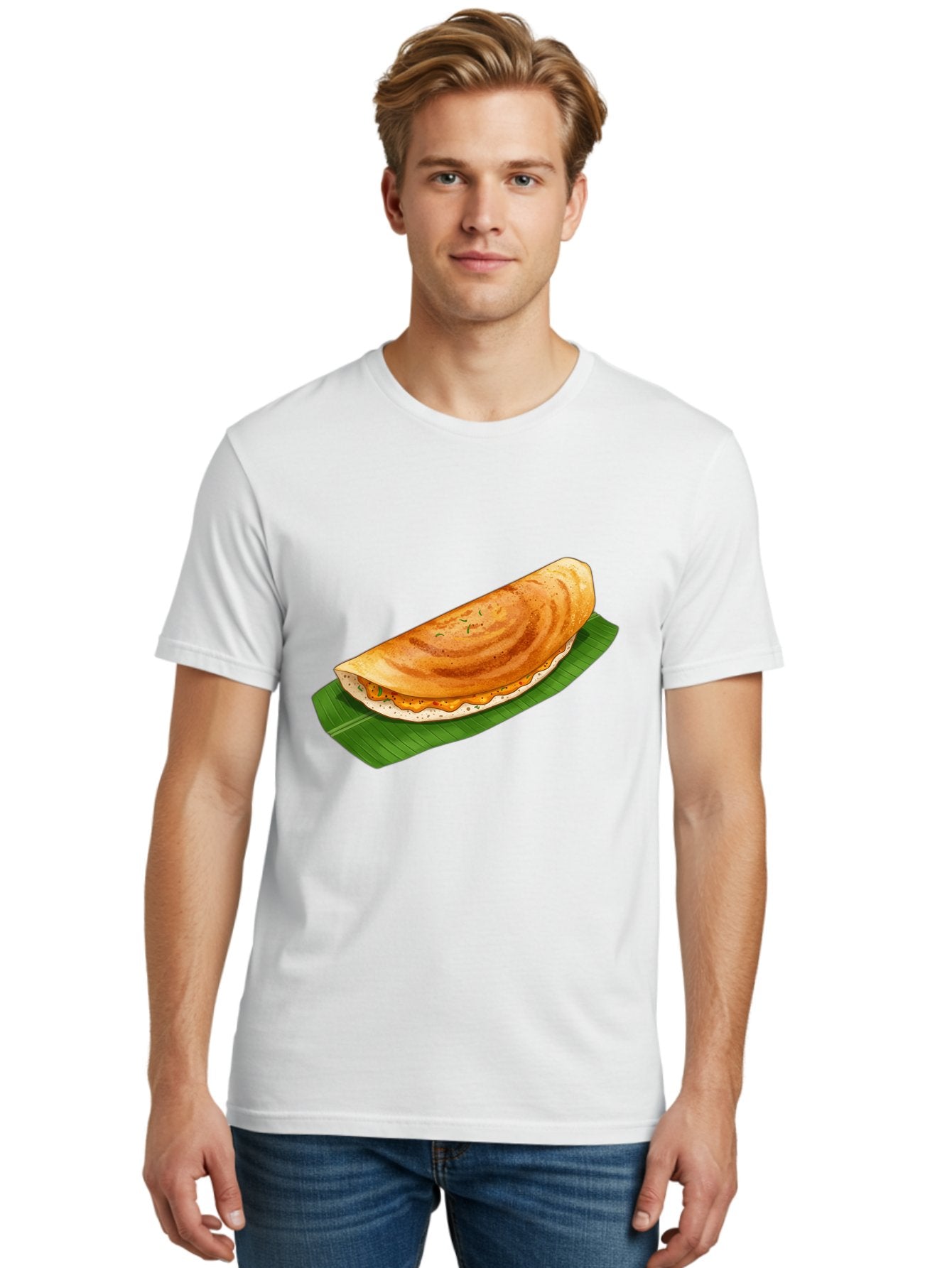 Masala-Dosa-5 Men'S Graphic Tee, 100% Cotton, Comfortable Casual Summer Wear, Machine Washable, Indian Cuisine, South Indian Food, Dosa Recipe, Masala Dosa, Savory Crepe, Fermented Rice, Savory Filling, Spicy Potato, Breakfast Dish, Baa983 20