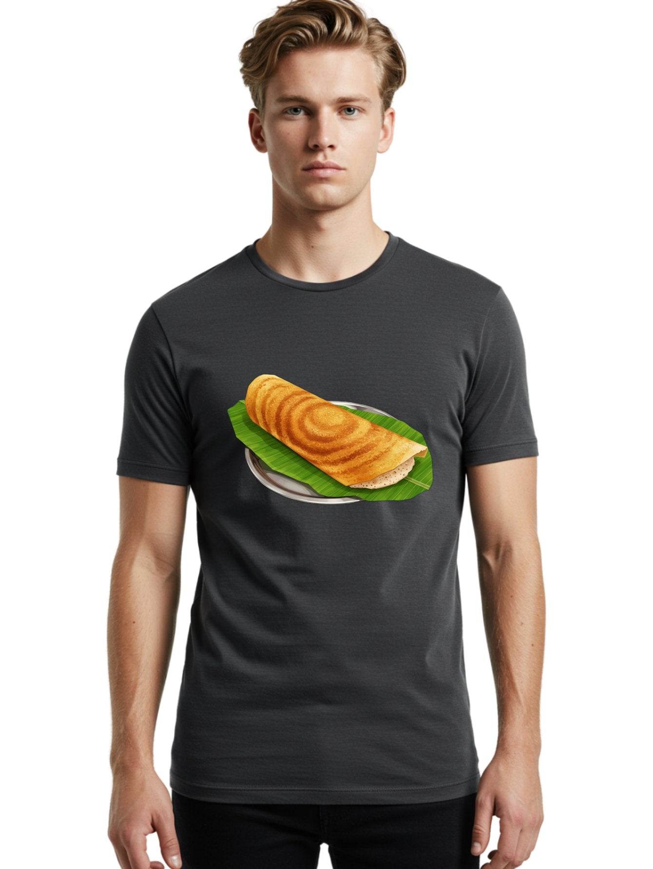 Masala-Dosa-6 Men'S Graphic Tee, 100% Cotton, Comfortable Casual Summer Wear, Machine Washable, South Indian Cuisine, Traditional Breakfast, Dosa Recipe, Masala Dosa, Indian Food, Fermented Crepe, Savory Dish, Authentic Indian, Crispy Dosa, Baa984 17