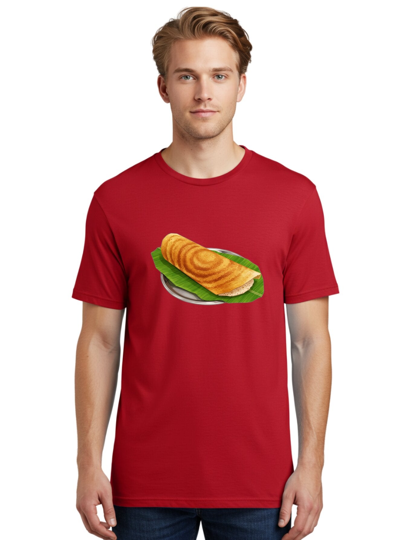 Masala-Dosa-6 Men'S Graphic Tee, 100% Cotton, Comfortable Casual Summer Wear, Machine Washable, South Indian Cuisine, Traditional Breakfast, Dosa Recipe, Masala Dosa, Indian Food, Fermented Crepe, Savory Dish, Authentic Indian, Crispy Dosa, Baa984 21