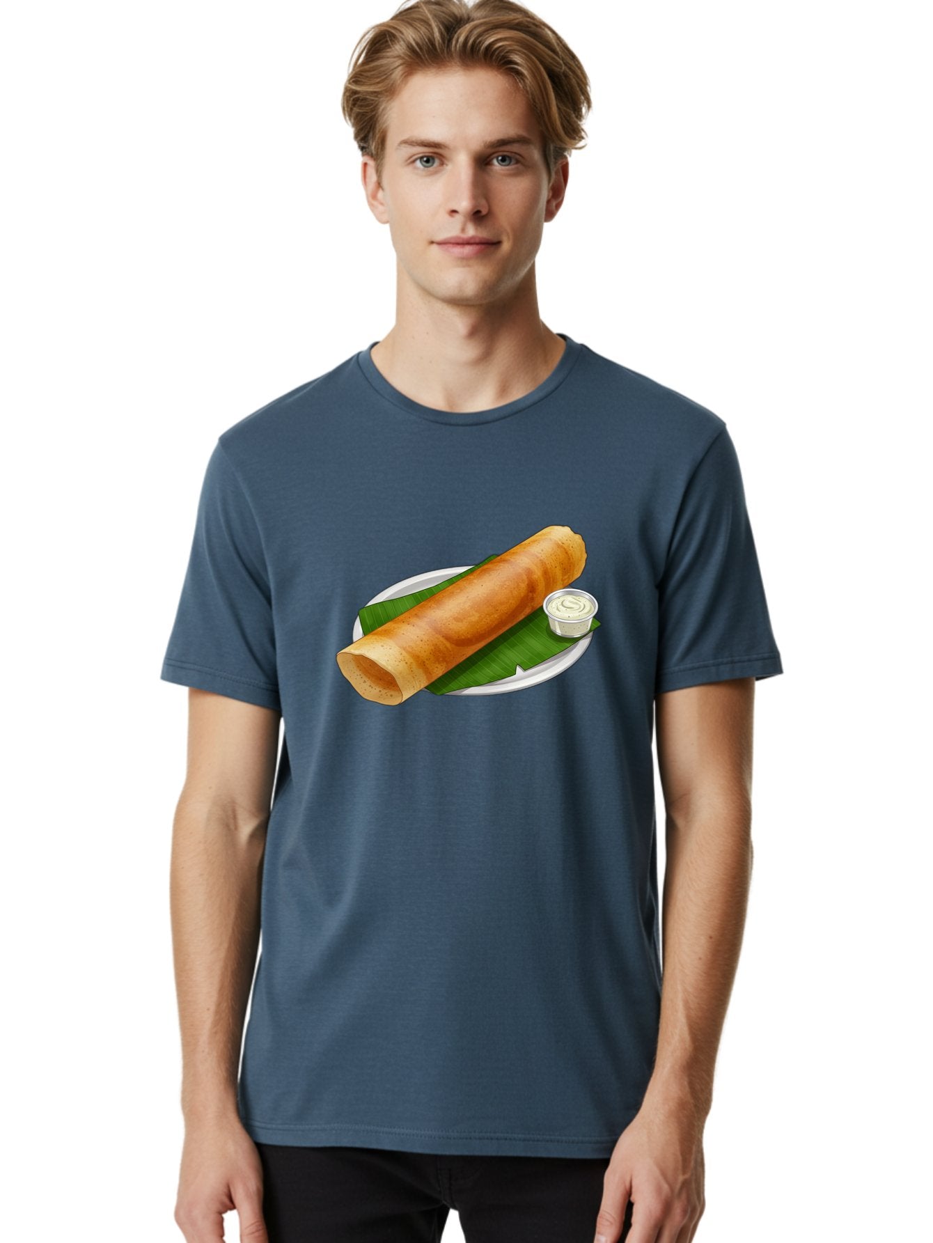 Masala-Dosa-8 Men'S Graphic Tee, 100% Cotton, Comfortable Casual Summer Wear, Machine Washable, South Indian Cuisine, Fermented Rice Crepe, Traditional Breakfast, Dosa With Chutney, Indian Street Food, Savory Crepes, Baa986 30