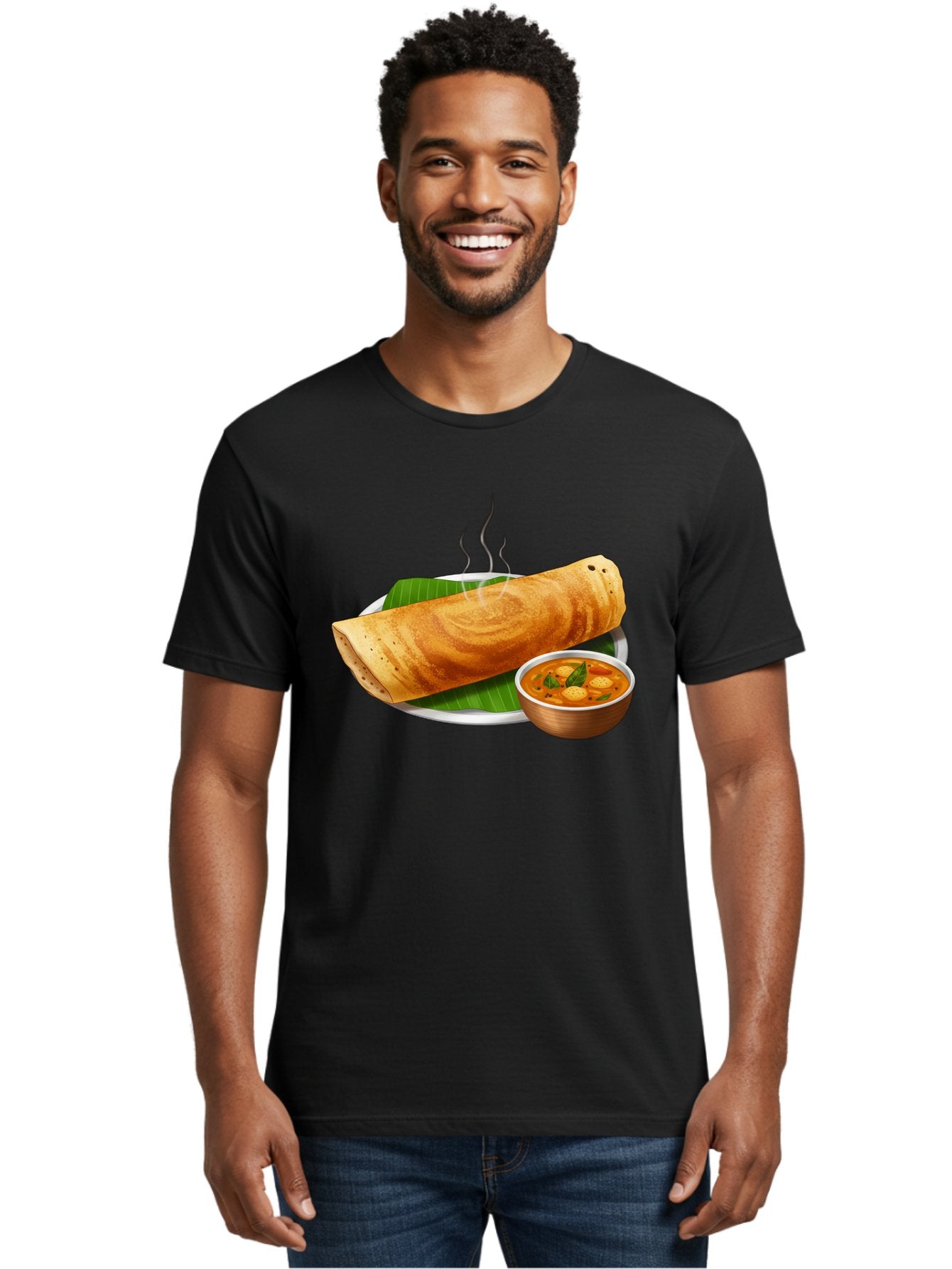 Masala-Dosa-9 Men'S Graphic Tee, 100% Cotton, Comfortable Casual Summer Wear, Machine Washable, South Indian Cuisine, Traditional Breakfast, Dosa And Sambar, Indian Food, Savory Crepe, Spicy Curry, Steaming Hot, Banana Leaf, Delicious Meal, Baa987 17