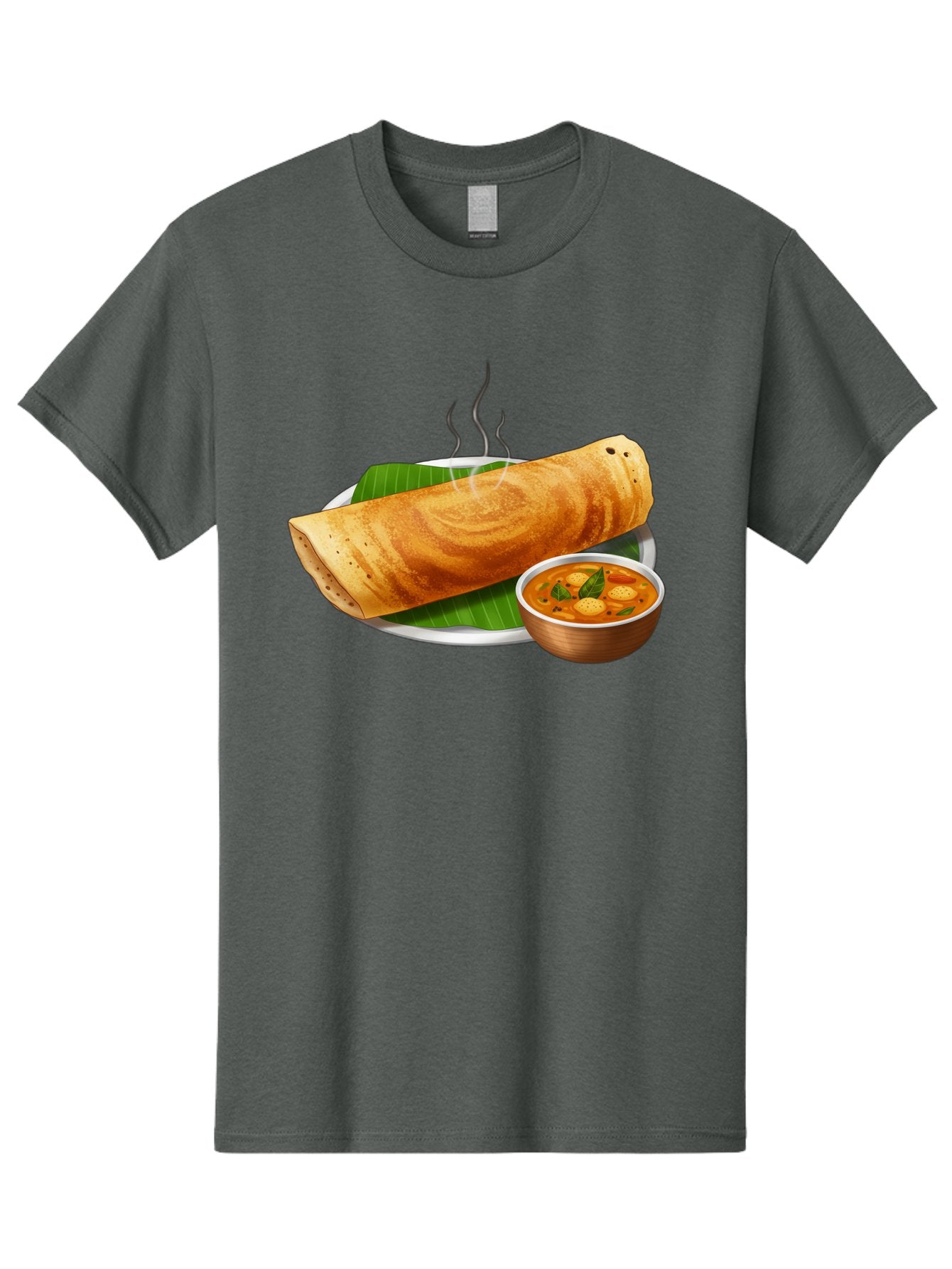 Masala-Dosa-9 Men'S Graphic Tee, 100% Cotton, Comfortable Casual Summer Wear, Machine Washable, South Indian Cuisine, Traditional Breakfast, Dosa And Sambar, Indian Food, Savory Crepe, Spicy Curry, Steaming Hot, Banana Leaf, Delicious Meal, Baa987 5