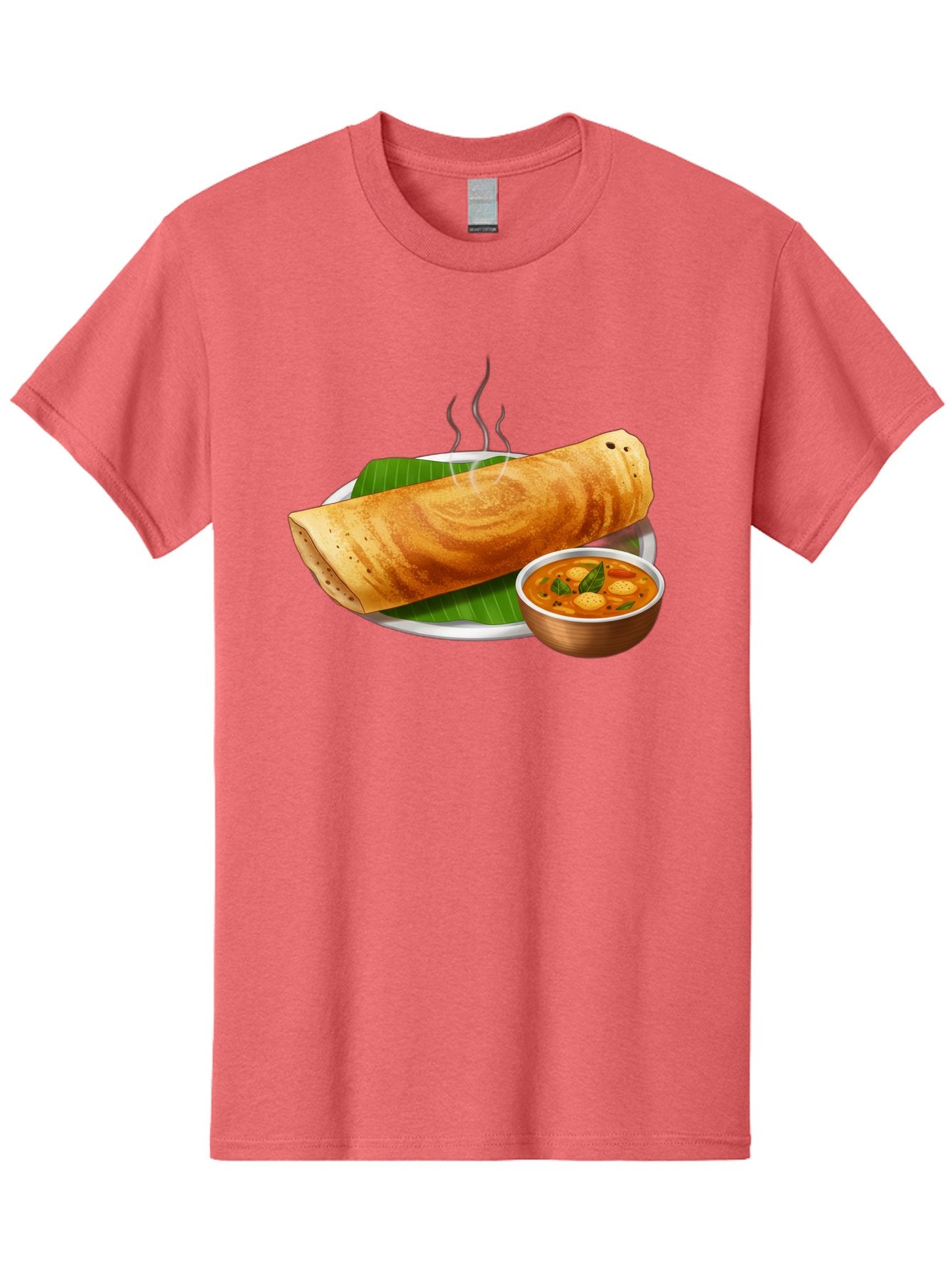 Masala-Dosa-9 Men'S Graphic Tee, 100% Cotton, Comfortable Casual Summer Wear, Machine Washable, South Indian Cuisine, Traditional Breakfast, Dosa And Sambar, Indian Food, Savory Crepe, Spicy Curry, Steaming Hot, Banana Leaf, Delicious Meal, Baa987 9