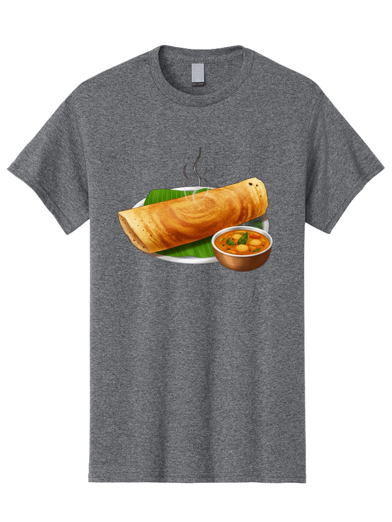 Masala-Dosa-9 Men'S Graphic Tee, 100% Cotton, Comfortable Casual Summer Wear, Machine Washable, South Indian Cuisine, Traditional Breakfast, Dosa And Sambar, Indian Food, Savory Crepe, Spicy Curry, Steaming Hot, Banana Leaf, Delicious Meal, Baa987 15