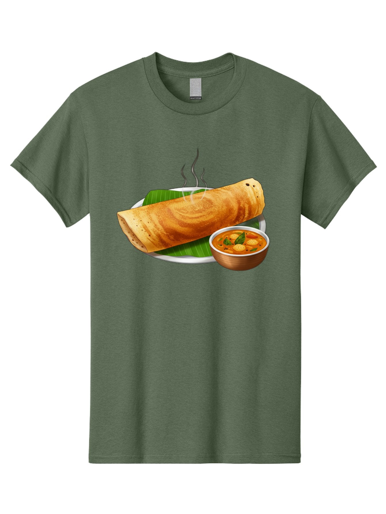 Masala-Dosa-9 Men'S Graphic Tee, 100% Cotton, Comfortable Casual Summer Wear, Machine Washable, South Indian Cuisine, Traditional Breakfast, Dosa And Sambar, Indian Food, Savory Crepe, Spicy Curry, Steaming Hot, Banana Leaf, Delicious Meal, Baa987 7