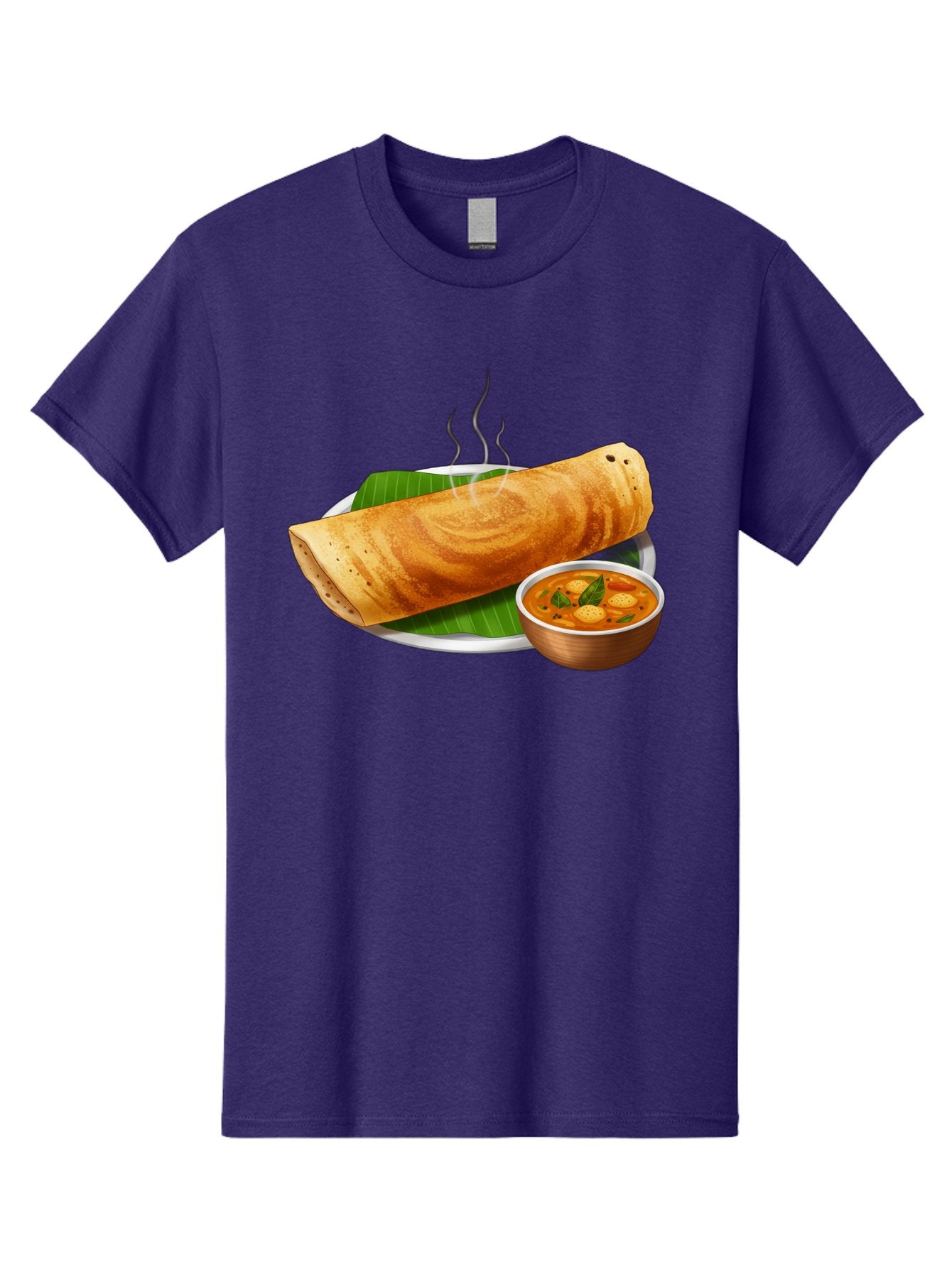 Masala-Dosa-9 Men'S Graphic Tee, 100% Cotton, Comfortable Casual Summer Wear, Machine Washable, South Indian Cuisine, Traditional Breakfast, Dosa And Sambar, Indian Food, Savory Crepe, Spicy Curry, Steaming Hot, Banana Leaf, Delicious Meal, Baa987 6