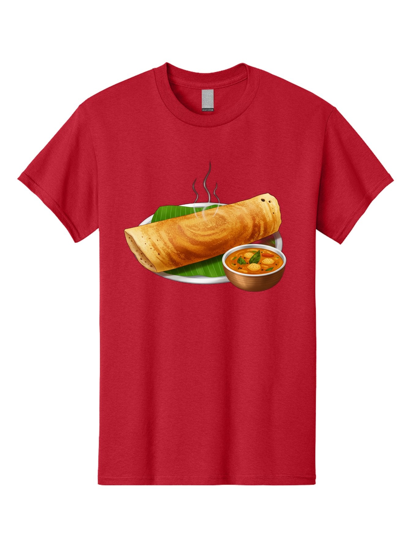 Masala-Dosa-9 Men'S Graphic Tee, 100% Cotton, Comfortable Casual Summer Wear, Machine Washable, South Indian Cuisine, Traditional Breakfast, Dosa And Sambar, Indian Food, Savory Crepe, Spicy Curry, Steaming Hot, Banana Leaf, Delicious Meal, Baa987 12