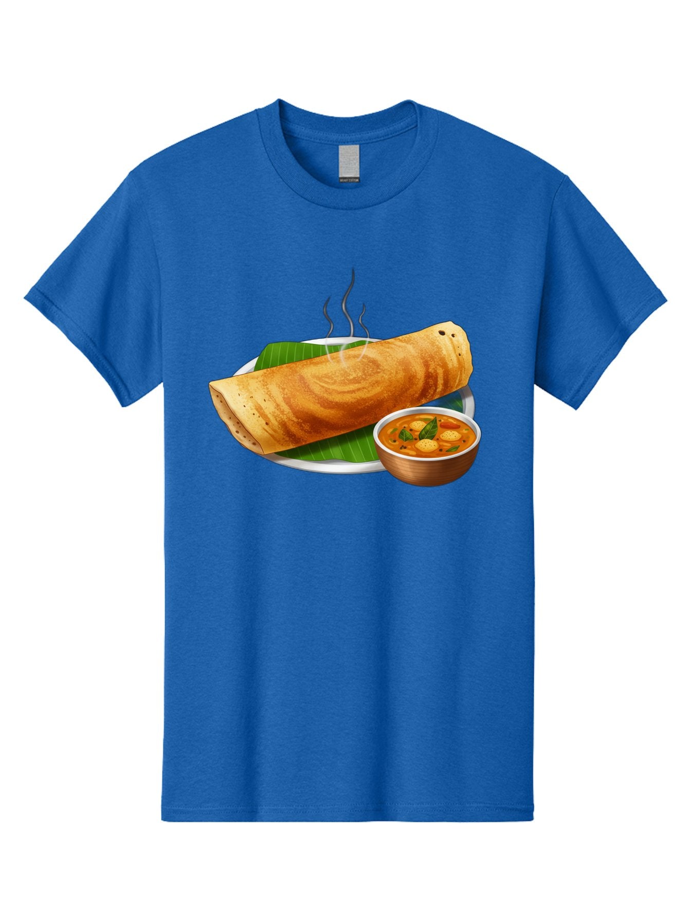 Masala-Dosa-9 Men'S Graphic Tee, 100% Cotton, Comfortable Casual Summer Wear, Machine Washable, South Indian Cuisine, Traditional Breakfast, Dosa And Sambar, Indian Food, Savory Crepe, Spicy Curry, Steaming Hot, Banana Leaf, Delicious Meal, Baa987 4