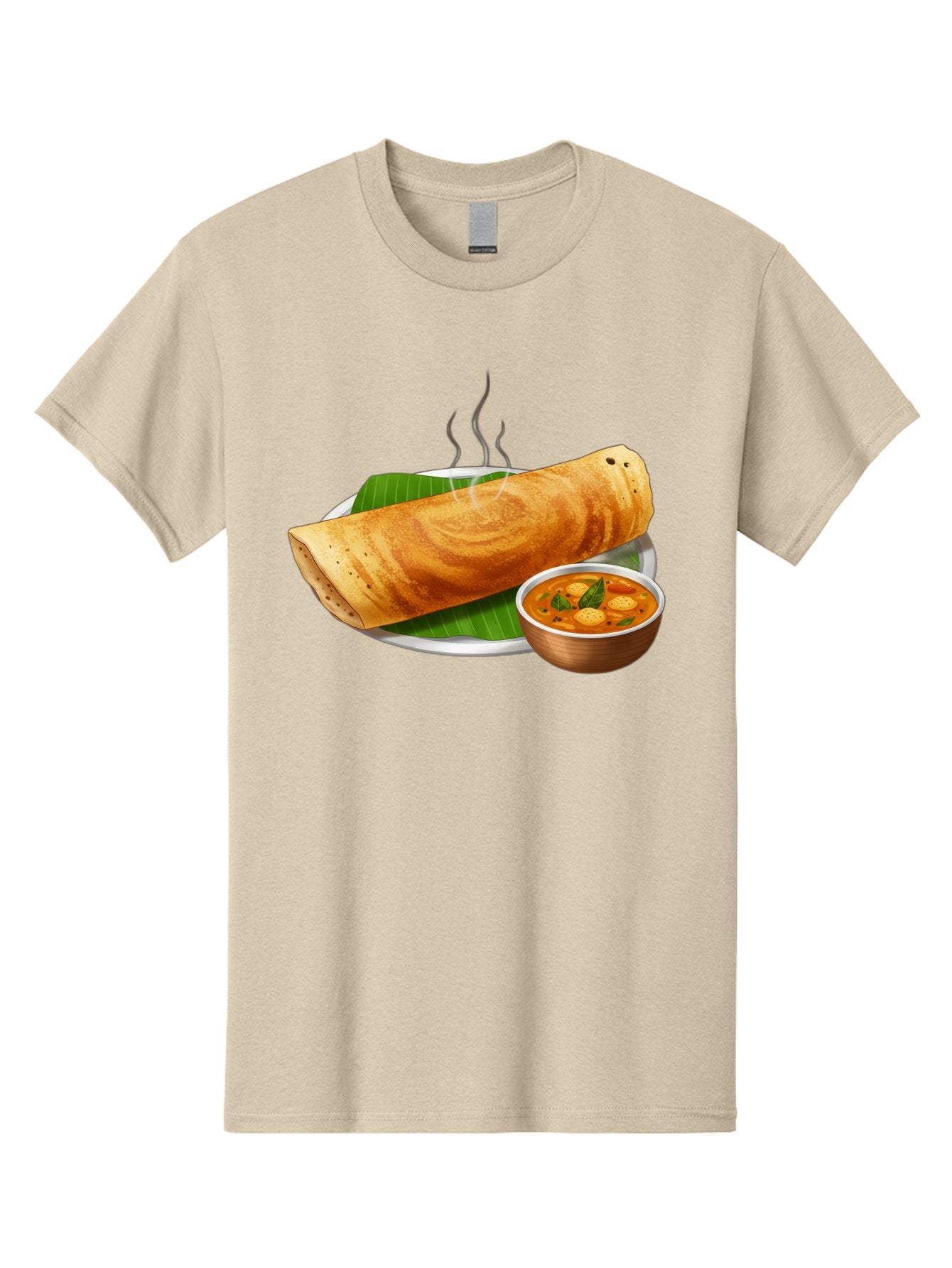 Masala-Dosa-9 Men'S Graphic Tee, 100% Cotton, Comfortable Casual Summer Wear, Machine Washable, South Indian Cuisine, Traditional Breakfast, Dosa And Sambar, Indian Food, Savory Crepe, Spicy Curry, Steaming Hot, Banana Leaf, Delicious Meal, Baa987 11