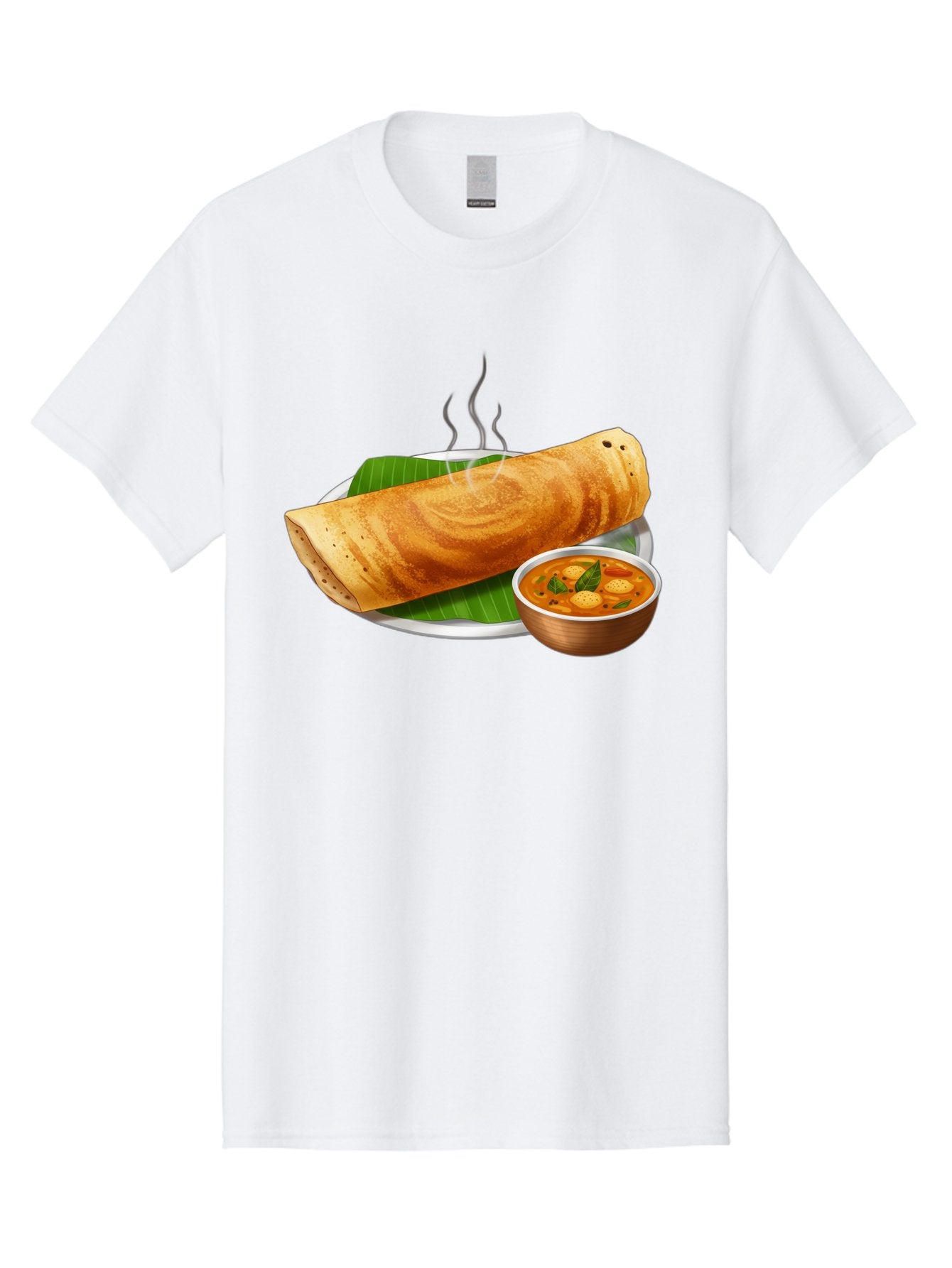 Masala-Dosa-9 Men'S Graphic Tee, 100% Cotton, Comfortable Casual Summer Wear, Machine Washable, South Indian Cuisine, Traditional Breakfast, Dosa And Sambar, Indian Food, Savory Crepe, Spicy Curry, Steaming Hot, Banana Leaf, Delicious Meal, Baa987 8