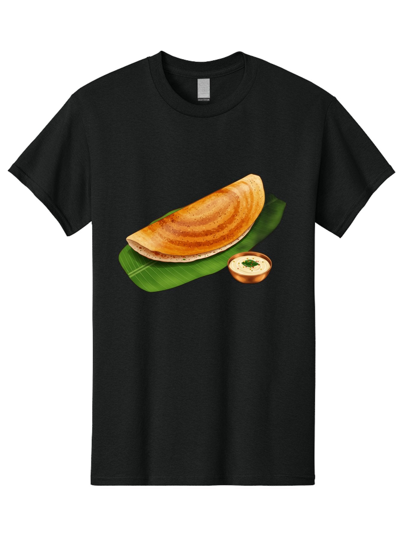 Masala-Dosa-With-Chutney Men'S Graphic Tee, 100% Cotton, Comfortable Casual Summer Wear, Machine Washable, Crispy Dosa, South Indian Cuisine, Fermented Rice Crepe, Chutney, Traditional Breakfast, Indian Food, Banana Leaf, Tasty Dosai Baa988 15