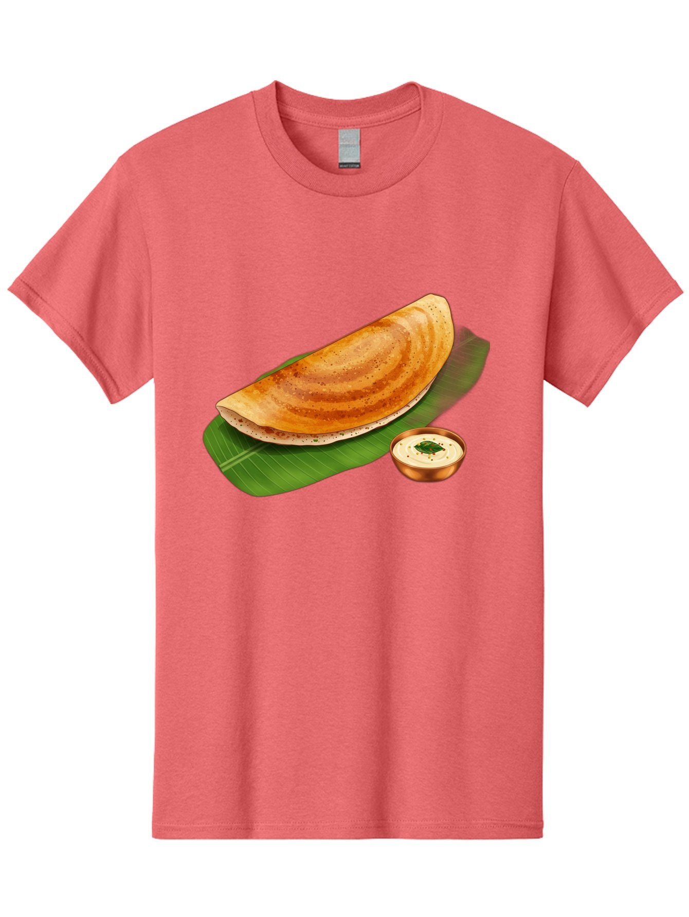 Masala-Dosa-With-Chutney Men'S Graphic Tee, 100% Cotton, Comfortable Casual Summer Wear, Machine Washable, Crispy Dosa, South Indian Cuisine, Fermented Rice Crepe, Chutney, Traditional Breakfast, Indian Food, Banana Leaf, Tasty Dosai Baa988 14