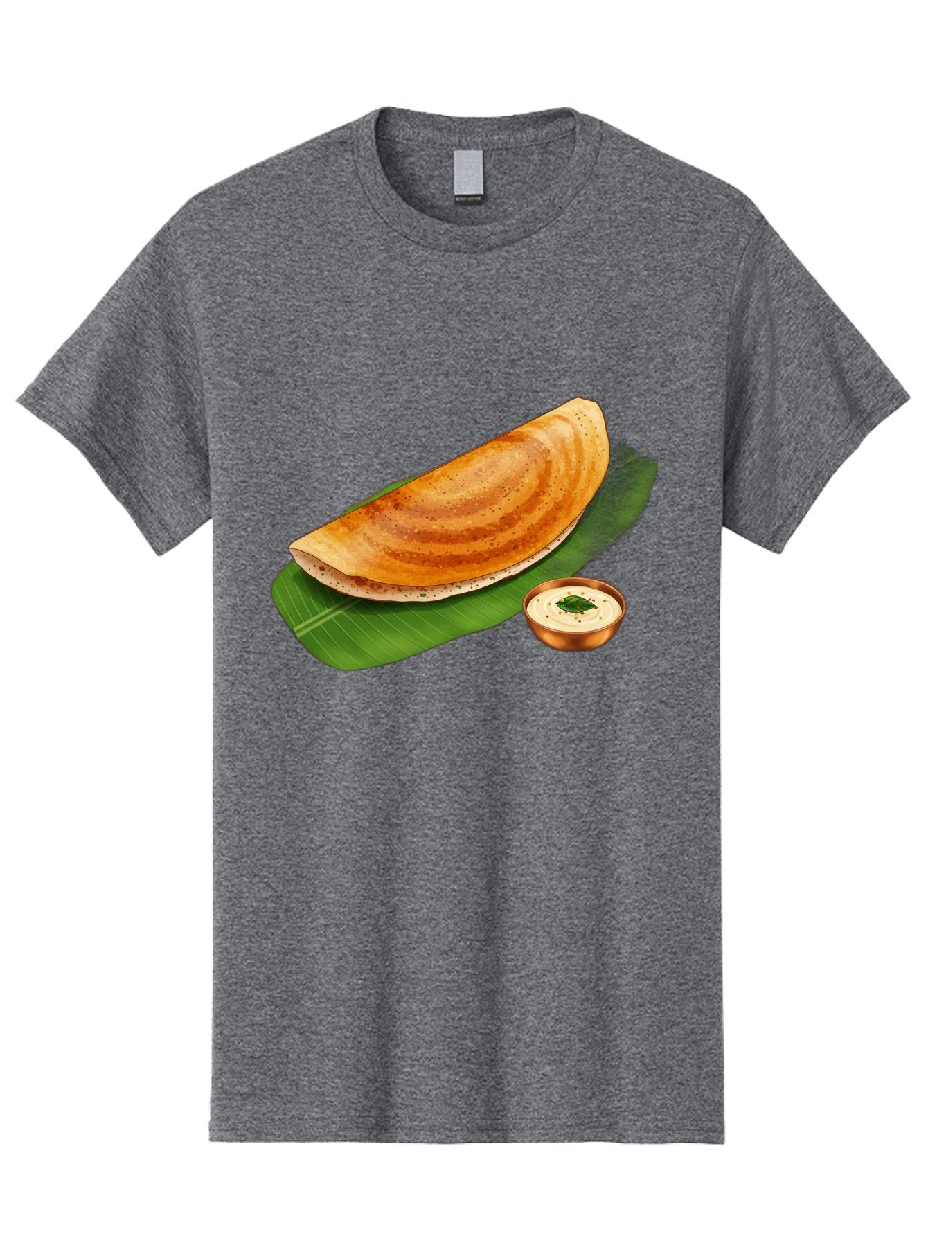 Masala-Dosa-With-Chutney Men'S Graphic Tee, 100% Cotton, Comfortable Casual Summer Wear, Machine Washable, Crispy Dosa, South Indian Cuisine, Fermented Rice Crepe, Chutney, Traditional Breakfast, Indian Food, Banana Leaf, Tasty Dosai Baa988 5