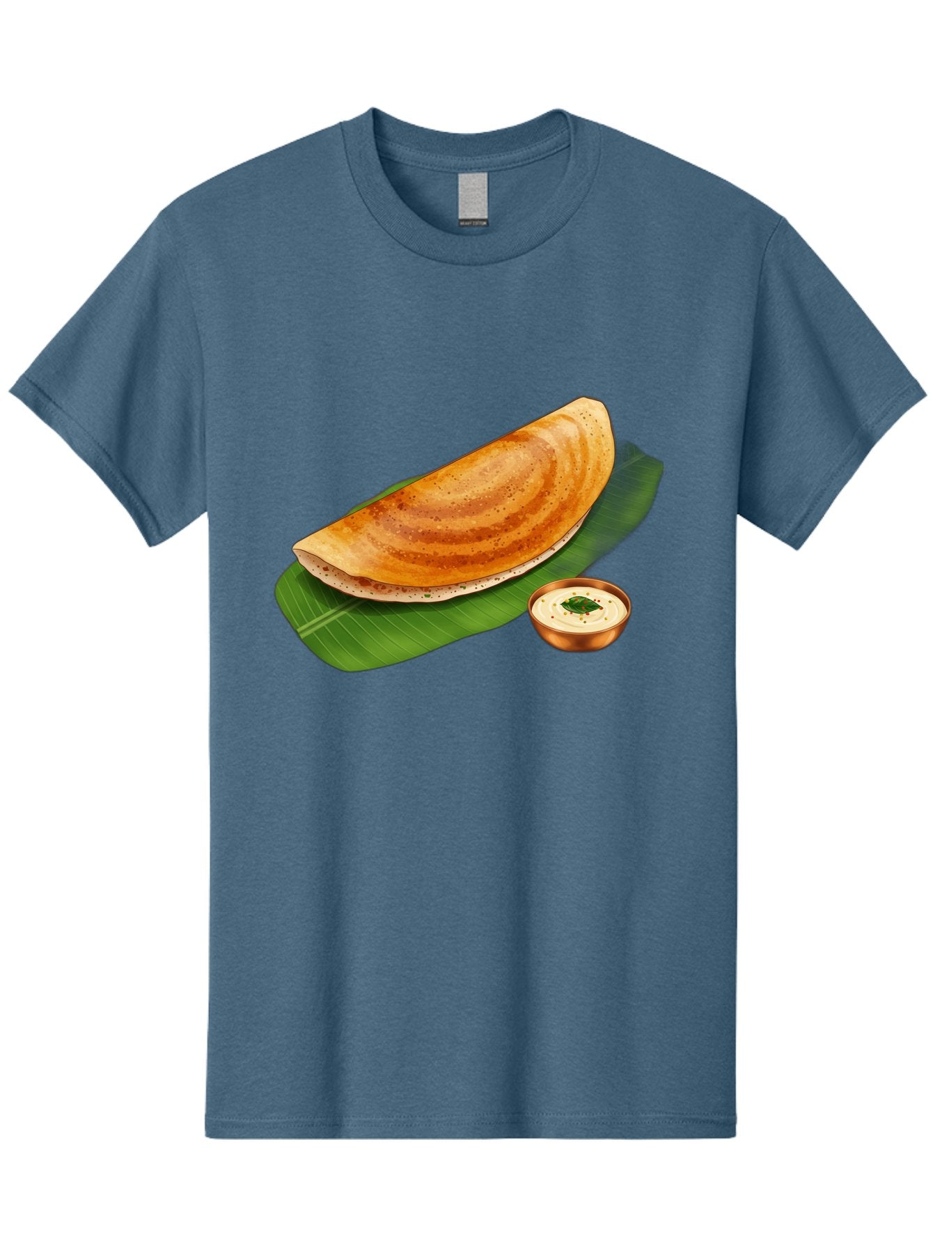 Masala-Dosa-With-Chutney Men'S Graphic Tee, 100% Cotton, Comfortable Casual Summer Wear, Machine Washable, Crispy Dosa, South Indian Cuisine, Fermented Rice Crepe, Chutney, Traditional Breakfast, Indian Food, Banana Leaf, Tasty Dosai Baa988 9