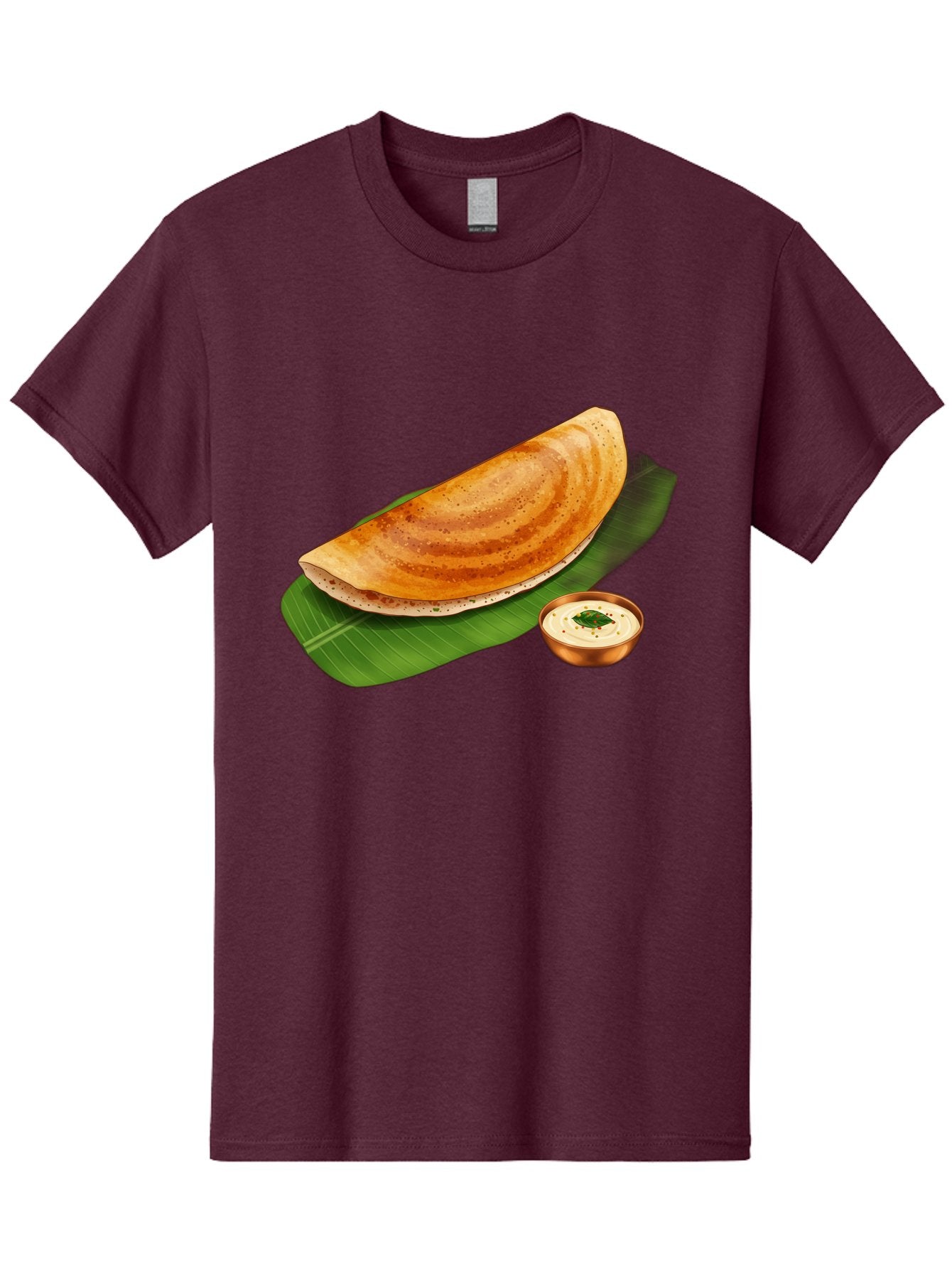 Masala-Dosa-With-Chutney Men'S Graphic Tee, 100% Cotton, Comfortable Casual Summer Wear, Machine Washable, Crispy Dosa, South Indian Cuisine, Fermented Rice Crepe, Chutney, Traditional Breakfast, Indian Food, Banana Leaf, Tasty Dosai Baa988 7