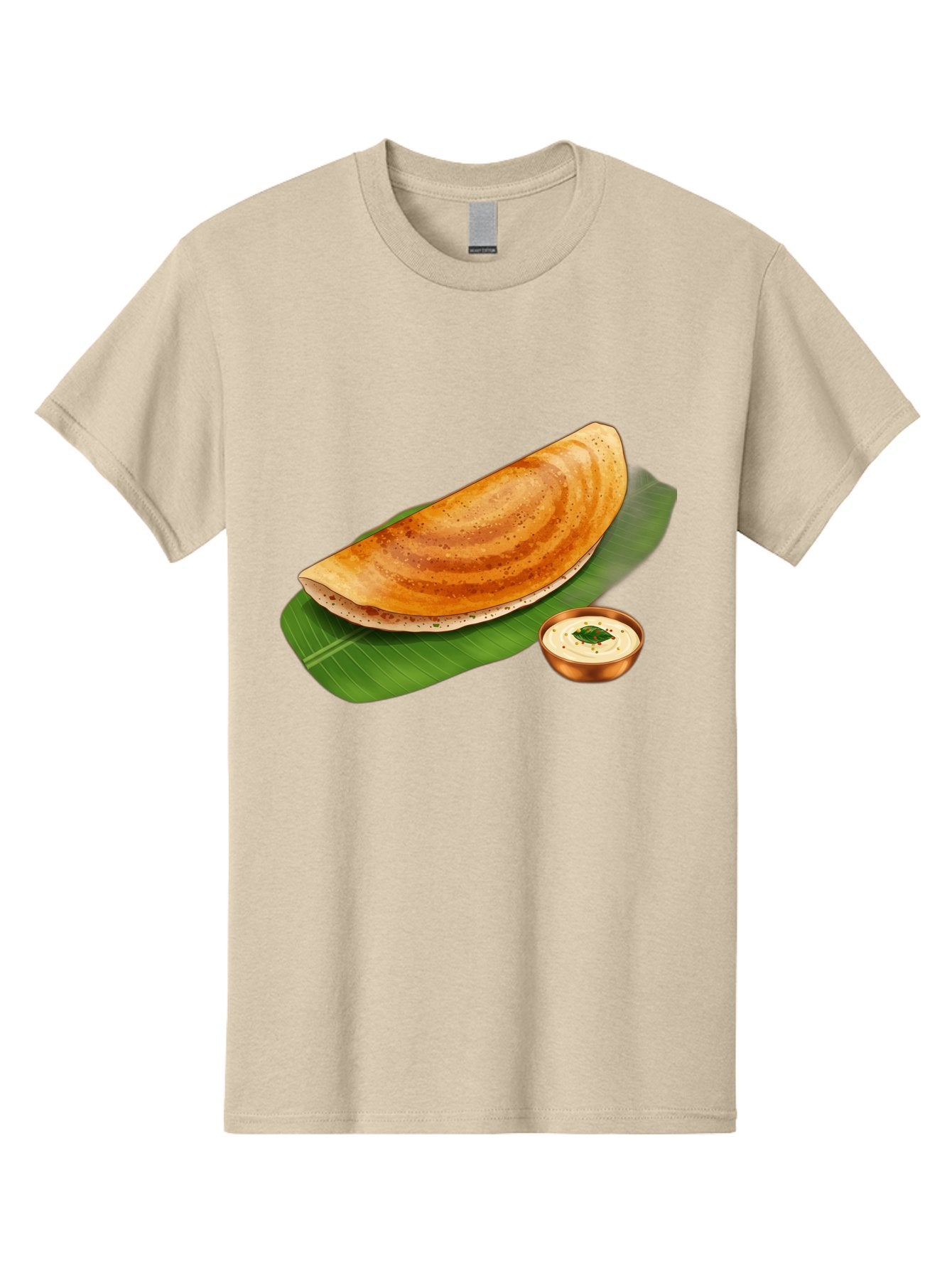 Masala-Dosa-With-Chutney Men'S Graphic Tee, 100% Cotton, Comfortable Casual Summer Wear, Machine Washable, Crispy Dosa, South Indian Cuisine, Fermented Rice Crepe, Chutney, Traditional Breakfast, Indian Food, Banana Leaf, Tasty Dosai Baa988 8