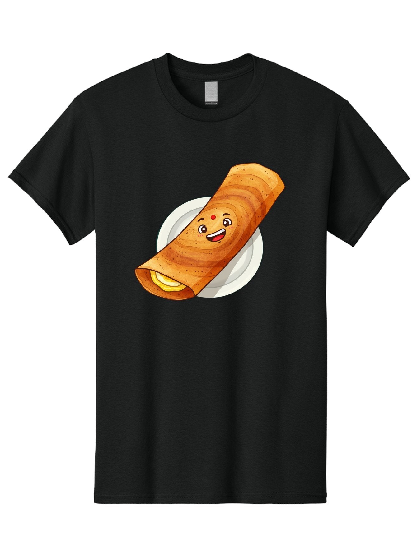 Masala-Dosa Men'S Graphic Tee, 100% Cotton, Comfortable Casual Summer Wear, Machine Washable, Indian Cuisine, Traditional Breakfast, Masala Dosa, Dosa Recipe, South Indian Food, Cartoon Food, Smiling Dosa, Dosa Illustration Baa989 12