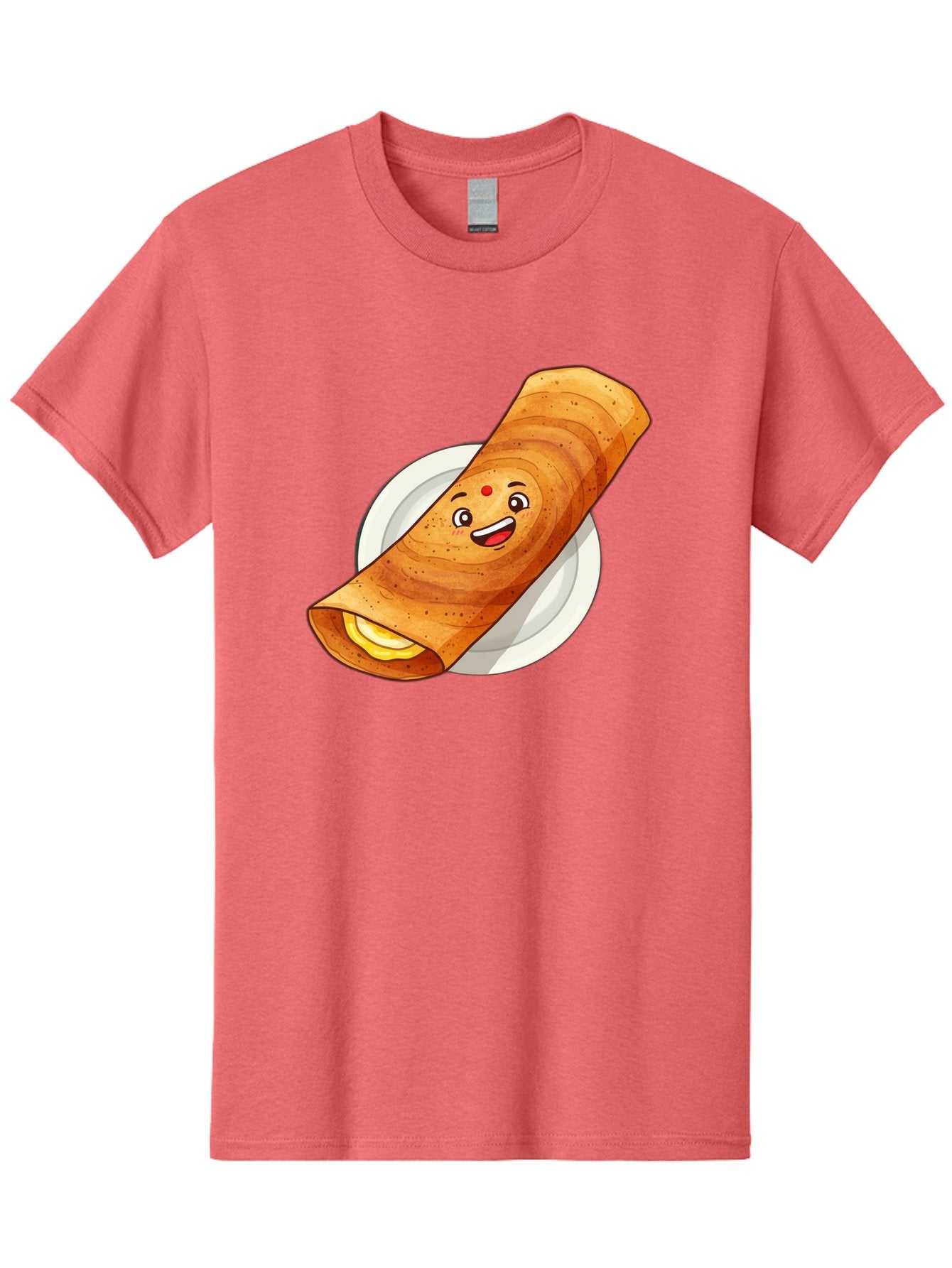 Masala-Dosa Men'S Graphic Tee, 100% Cotton, Comfortable Casual Summer Wear, Machine Washable, Indian Cuisine, Traditional Breakfast, Masala Dosa, Dosa Recipe, South Indian Food, Cartoon Food, Smiling Dosa, Dosa Illustration Baa989 13