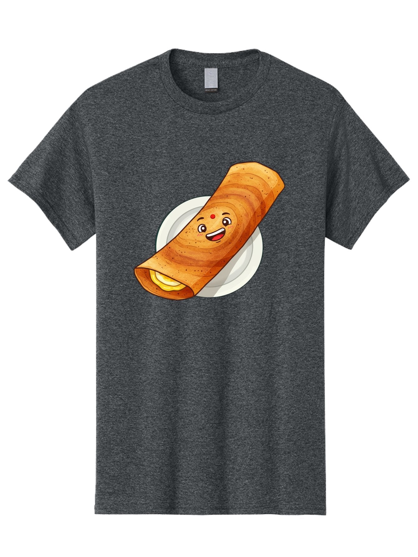 Masala-Dosa Men'S Graphic Tee, 100% Cotton, Comfortable Casual Summer Wear, Machine Washable, Indian Cuisine, Traditional Breakfast, Masala Dosa, Dosa Recipe, South Indian Food, Cartoon Food, Smiling Dosa, Dosa Illustration Baa989 9