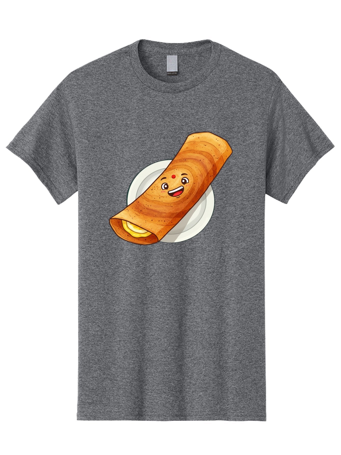 Masala-Dosa Men'S Graphic Tee, 100% Cotton, Comfortable Casual Summer Wear, Machine Washable, Indian Cuisine, Traditional Breakfast, Masala Dosa, Dosa Recipe, South Indian Food, Cartoon Food, Smiling Dosa, Dosa Illustration Baa989 4