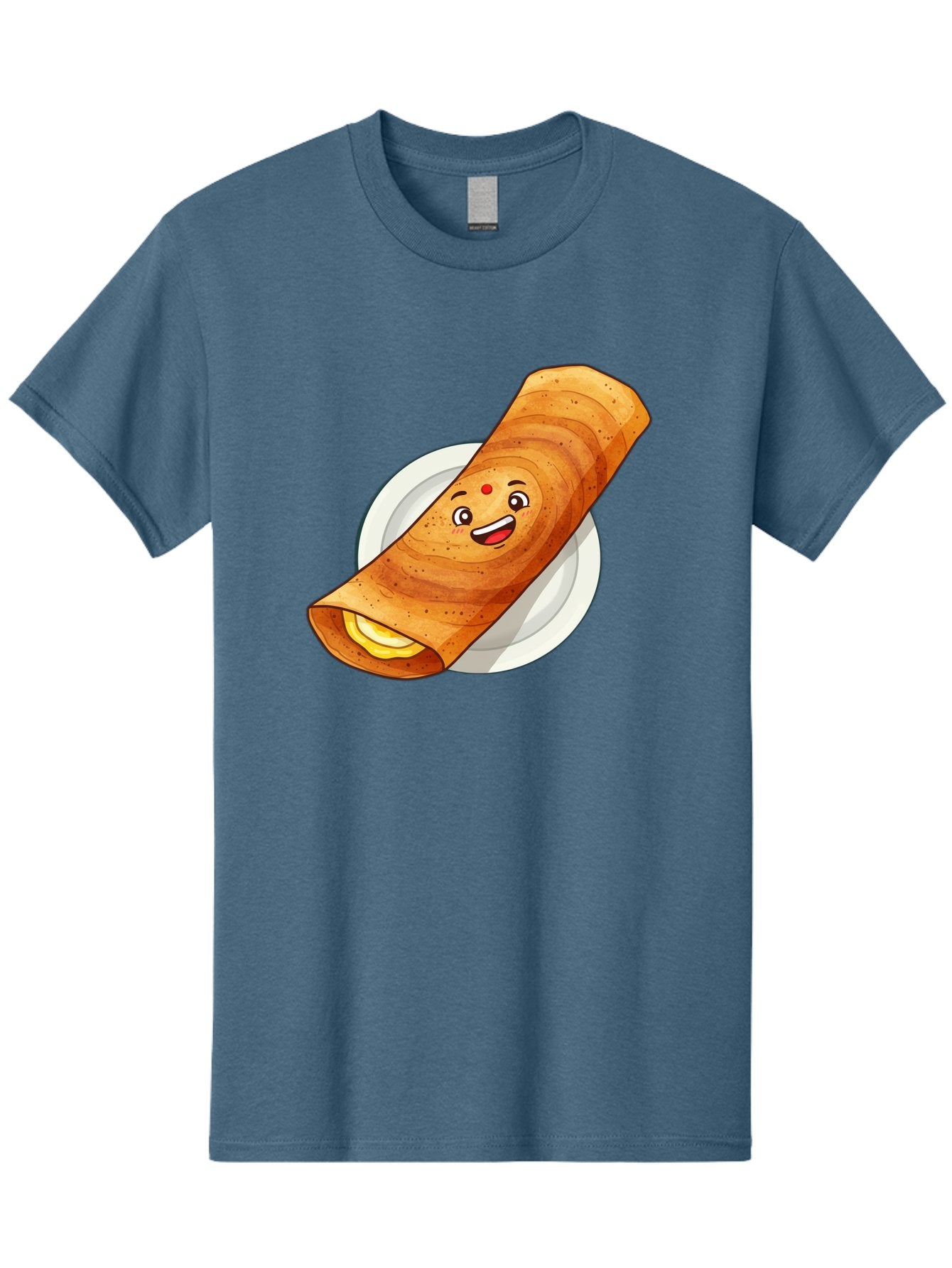 Masala-Dosa Men'S Graphic Tee, 100% Cotton, Comfortable Casual Summer Wear, Machine Washable, Indian Cuisine, Traditional Breakfast, Masala Dosa, Dosa Recipe, South Indian Food, Cartoon Food, Smiling Dosa, Dosa Illustration Baa989 3