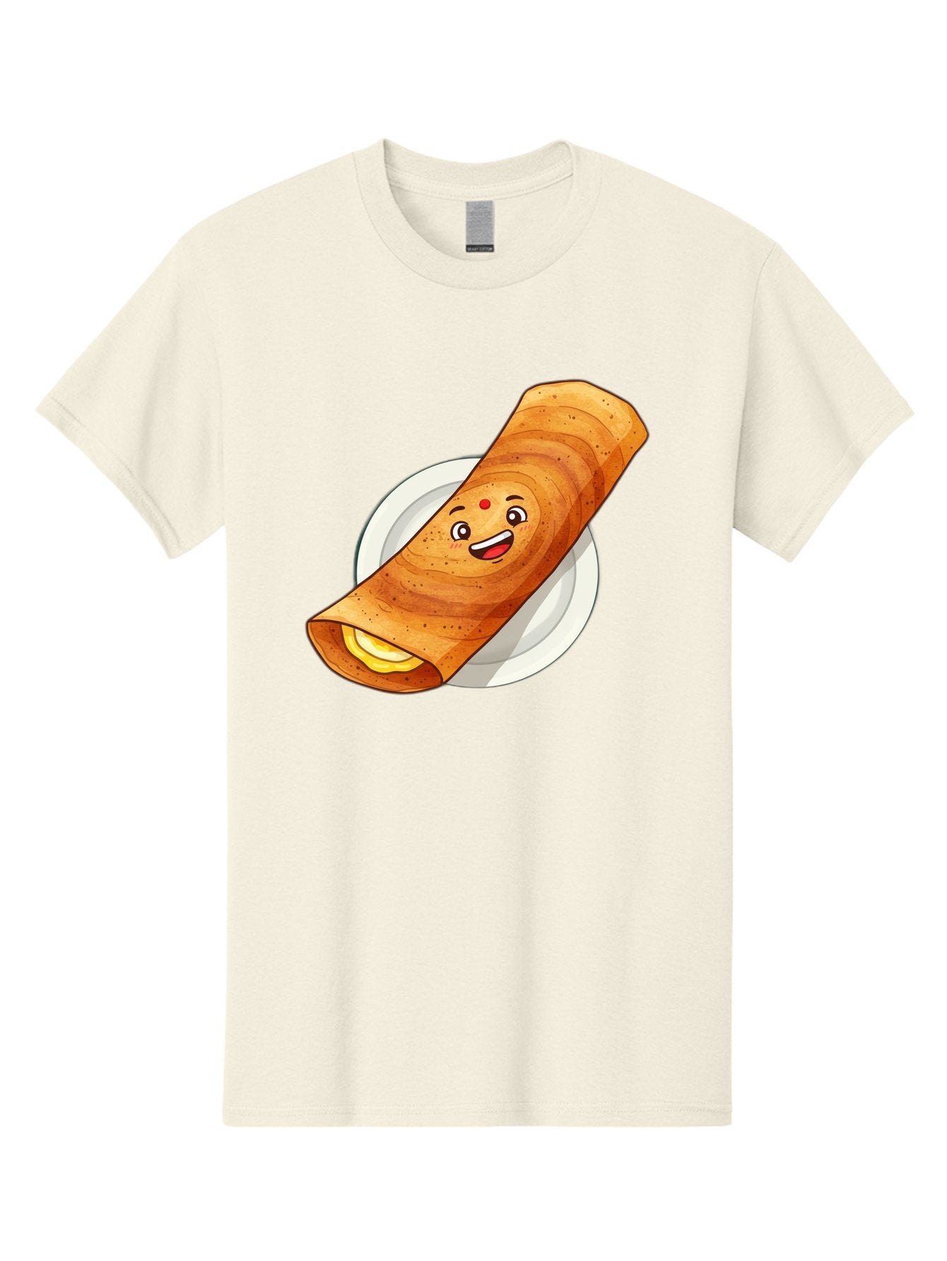 Masala-Dosa Men'S Graphic Tee, 100% Cotton, Comfortable Casual Summer Wear, Machine Washable, Indian Cuisine, Traditional Breakfast, Masala Dosa, Dosa Recipe, South Indian Food, Cartoon Food, Smiling Dosa, Dosa Illustration Baa989 6