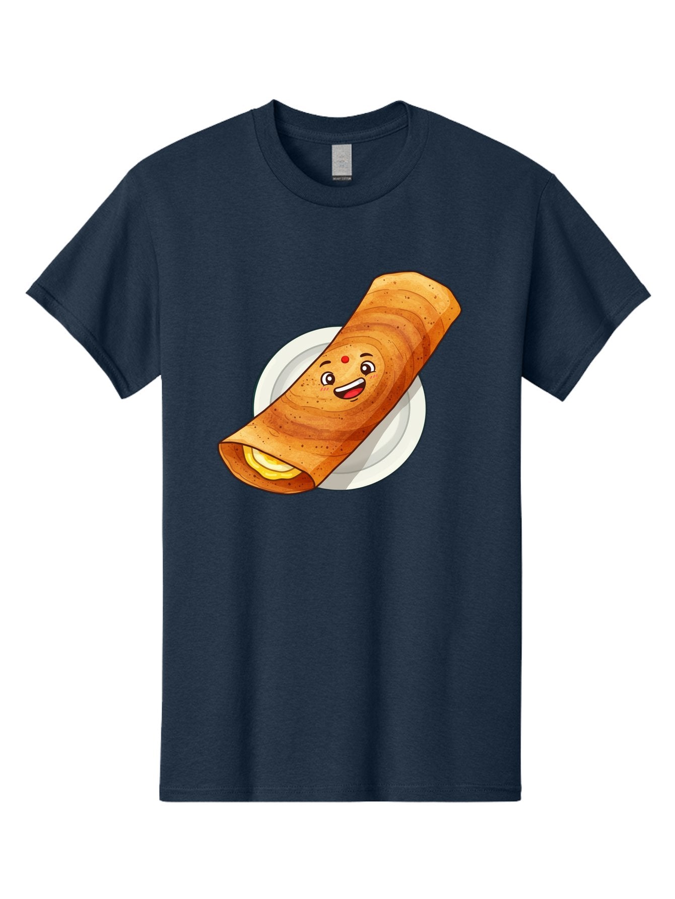 Masala-Dosa Men'S Graphic Tee, 100% Cotton, Comfortable Casual Summer Wear, Machine Washable, Indian Cuisine, Traditional Breakfast, Masala Dosa, Dosa Recipe, South Indian Food, Cartoon Food, Smiling Dosa, Dosa Illustration Baa989 14