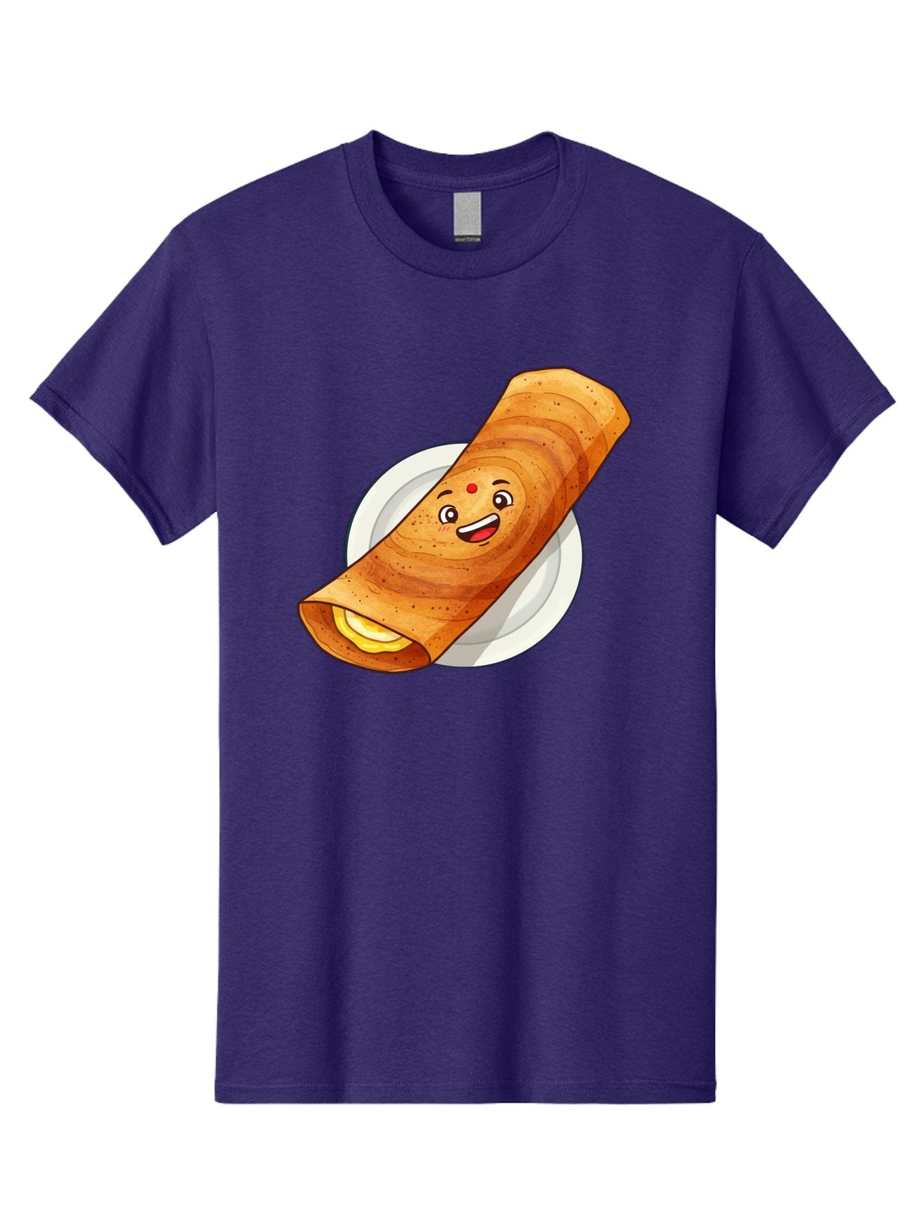 Masala-Dosa Men'S Graphic Tee, 100% Cotton, Comfortable Casual Summer Wear, Machine Washable, Indian Cuisine, Traditional Breakfast, Masala Dosa, Dosa Recipe, South Indian Food, Cartoon Food, Smiling Dosa, Dosa Illustration Baa989 15