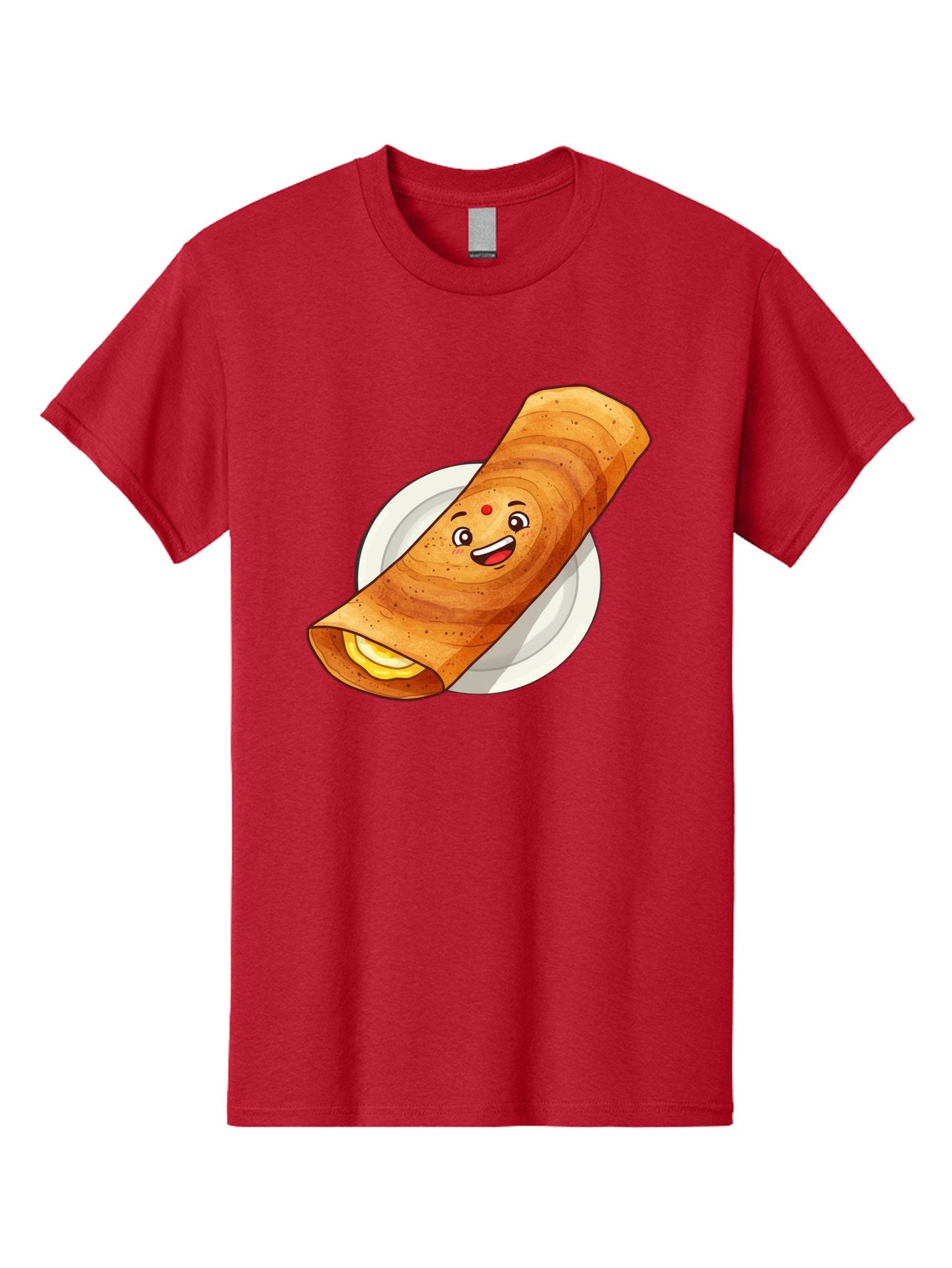 Masala-Dosa Men'S Graphic Tee, 100% Cotton, Comfortable Casual Summer Wear, Machine Washable, Indian Cuisine, Traditional Breakfast, Masala Dosa, Dosa Recipe, South Indian Food, Cartoon Food, Smiling Dosa, Dosa Illustration Baa989 7