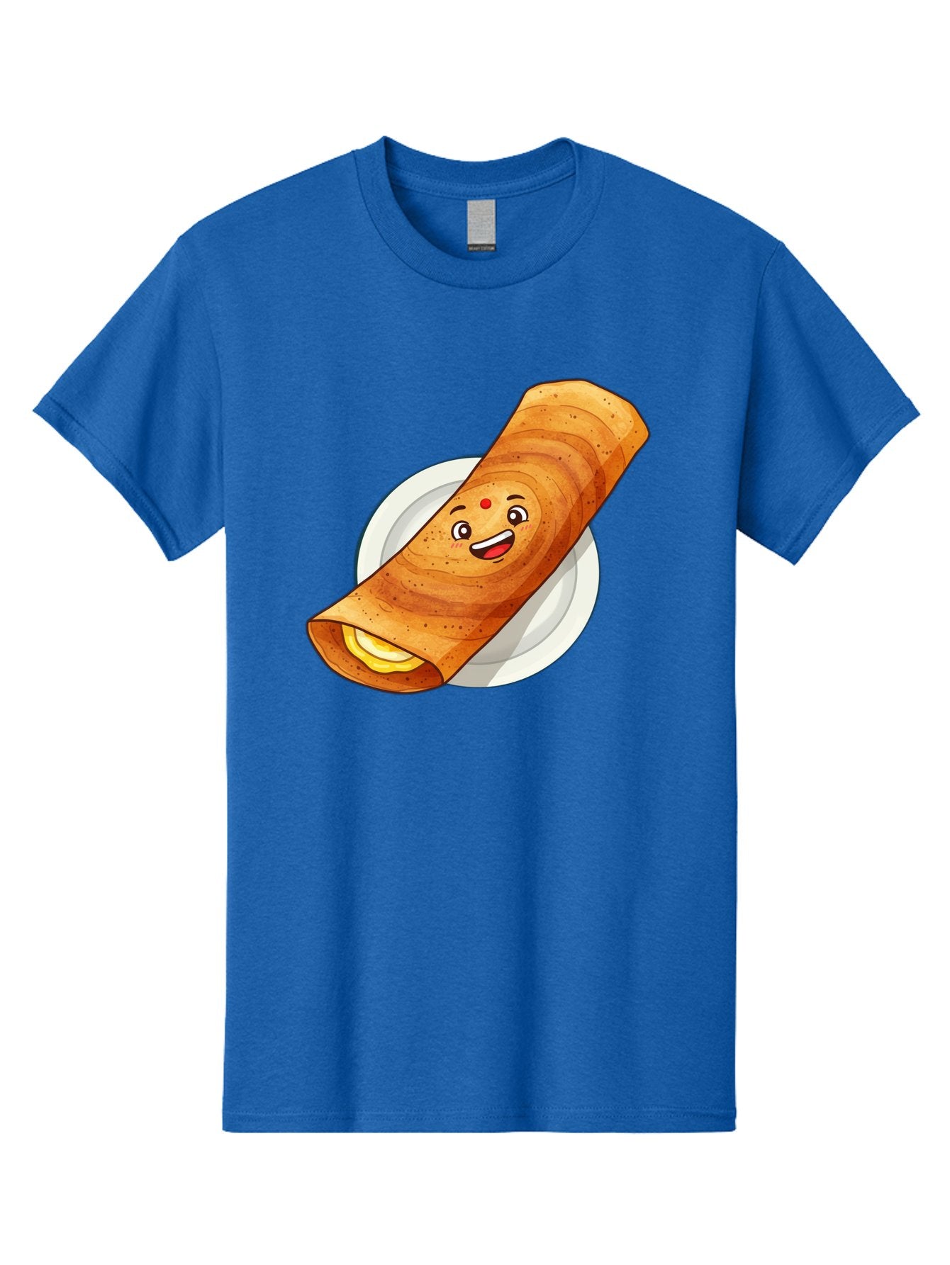 Masala-Dosa Men'S Graphic Tee, 100% Cotton, Comfortable Casual Summer Wear, Machine Washable, Indian Cuisine, Traditional Breakfast, Masala Dosa, Dosa Recipe, South Indian Food, Cartoon Food, Smiling Dosa, Dosa Illustration Baa989 8