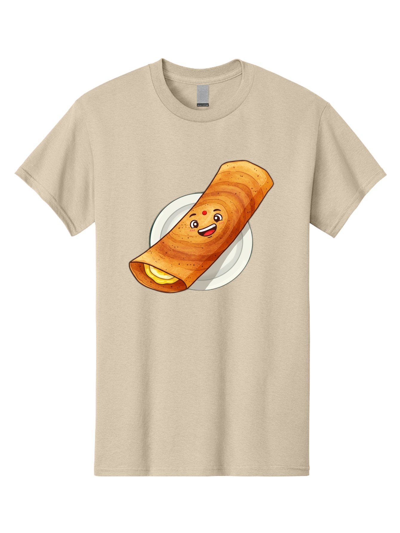 Masala-Dosa Men'S Graphic Tee, 100% Cotton, Comfortable Casual Summer Wear, Machine Washable, Indian Cuisine, Traditional Breakfast, Masala Dosa, Dosa Recipe, South Indian Food, Cartoon Food, Smiling Dosa, Dosa Illustration Baa989 5