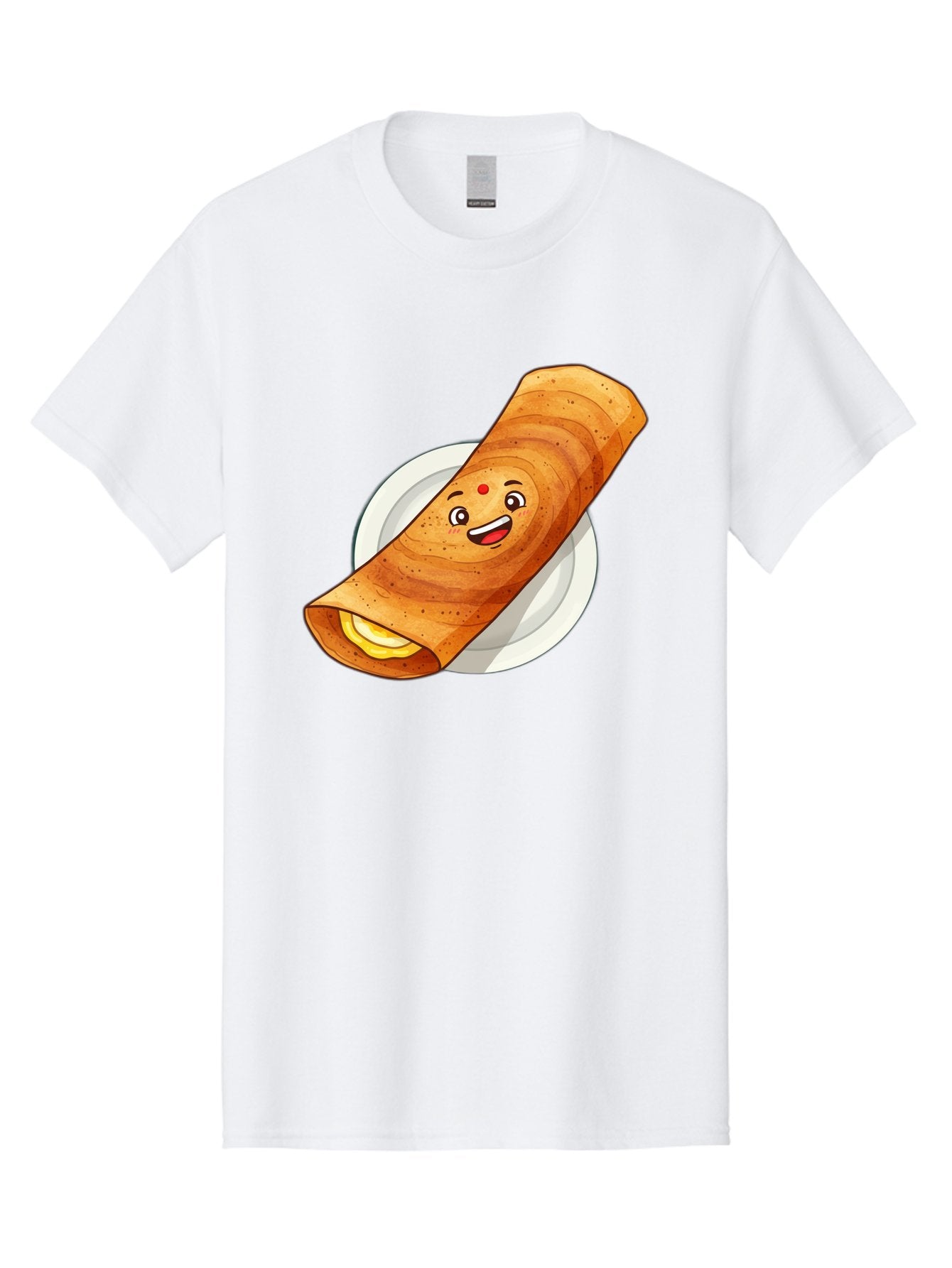 Masala-Dosa Men'S Graphic Tee, 100% Cotton, Comfortable Casual Summer Wear, Machine Washable, Indian Cuisine, Traditional Breakfast, Masala Dosa, Dosa Recipe, South Indian Food, Cartoon Food, Smiling Dosa, Dosa Illustration Baa989 11