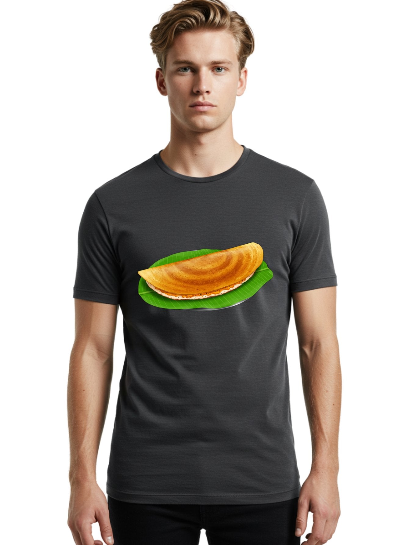 Masoori-Dosa Men'S Graphic Tee, 100% Cotton, Comfortable Casual Summer Wear, Machine Washable, Crispy Dosa, Indian Cuisine, South Indian Food, Traditional Breakfast, Fermented Rice And Lentil Crepe, Masoori Dosa Baa990 28