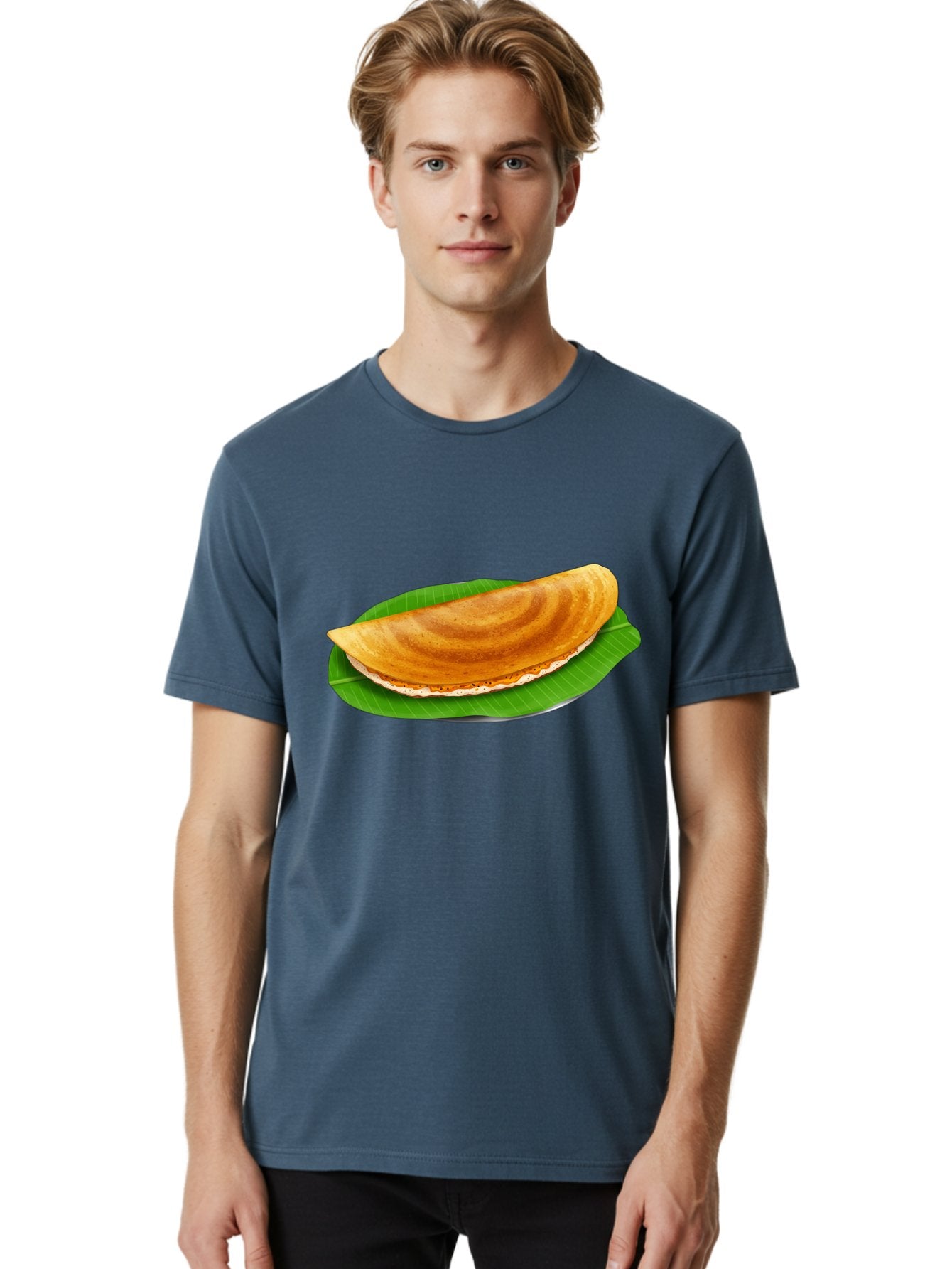 Masoori-Dosa Men'S Graphic Tee, 100% Cotton, Comfortable Casual Summer Wear, Machine Washable, Crispy Dosa, Indian Cuisine, South Indian Food, Traditional Breakfast, Fermented Rice And Lentil Crepe, Masoori Dosa Baa990 18