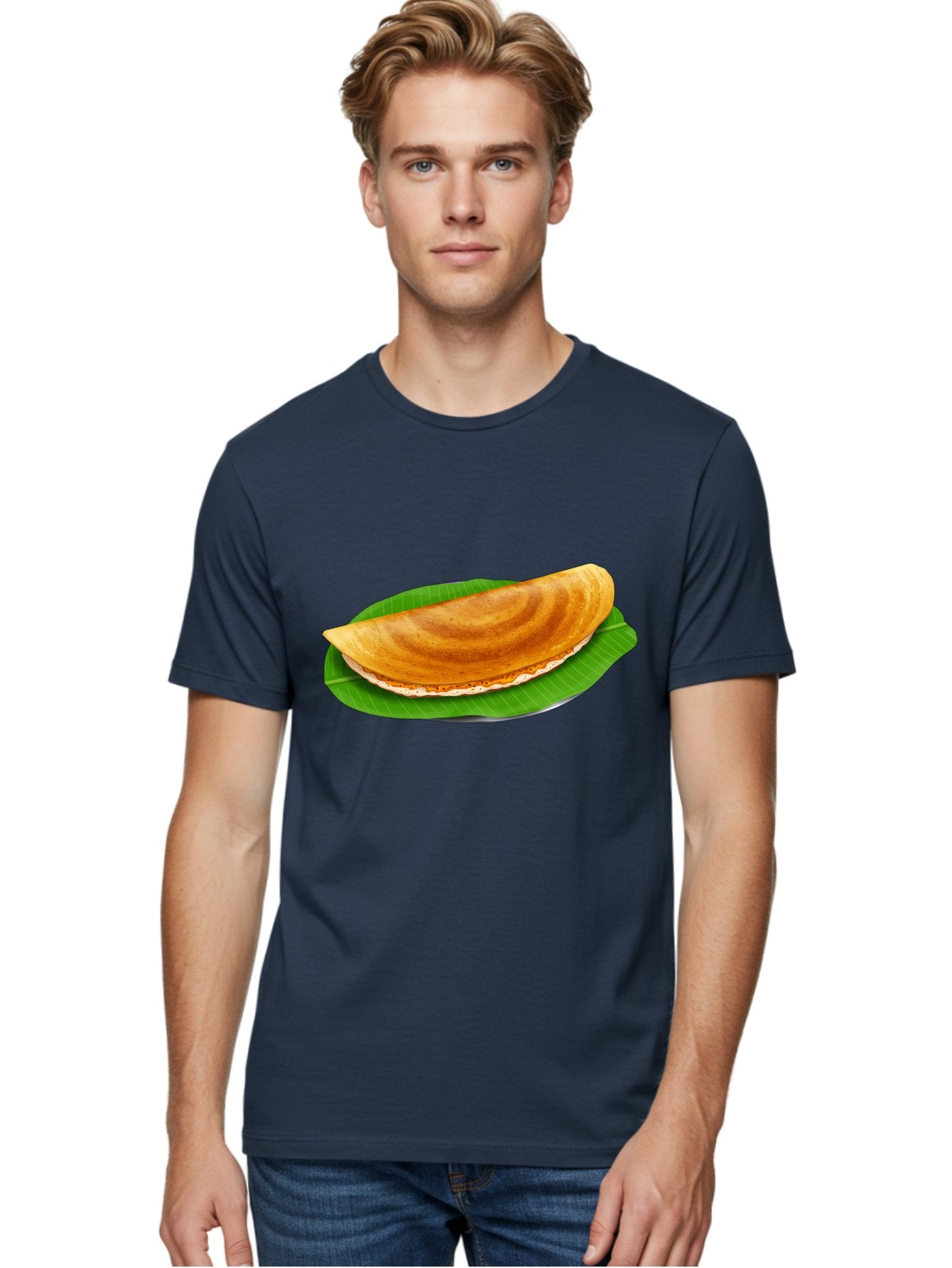 Masoori-Dosa Men'S Graphic Tee, 100% Cotton, Comfortable Casual Summer Wear, Machine Washable, Crispy Dosa, Indian Cuisine, South Indian Food, Traditional Breakfast, Fermented Rice And Lentil Crepe, Masoori Dosa Baa990 16
