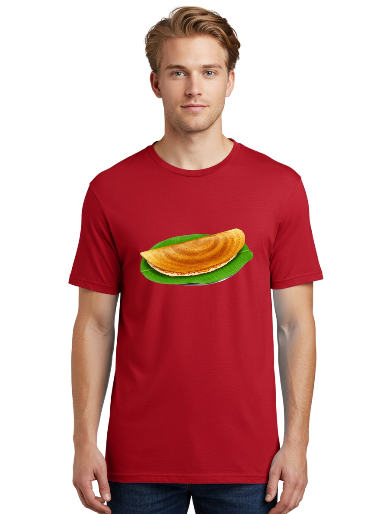Masoori-Dosa Men'S Graphic Tee, 100% Cotton, Comfortable Casual Summer Wear, Machine Washable, Crispy Dosa, Indian Cuisine, South Indian Food, Traditional Breakfast, Fermented Rice And Lentil Crepe, Masoori Dosa Baa990 30