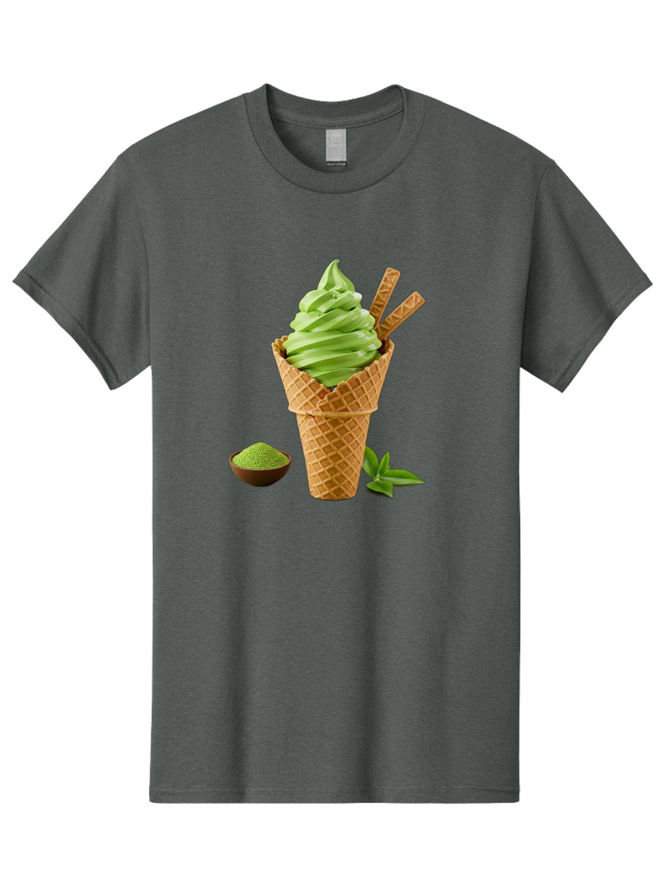 Matcha-Ice-Cream-Cone-1 Men'S Graphic Tee, 100% Cotton, Comfortable Casual Summer Wear, Machine Washable, Matcha Ice Cream Cone, Soft-Serve Ice Cream, Green Tea, Japanese Dessert, Matcha Powder, Summer Treat, Ice Cream, Green Tea Ice Cream, Baa991 12