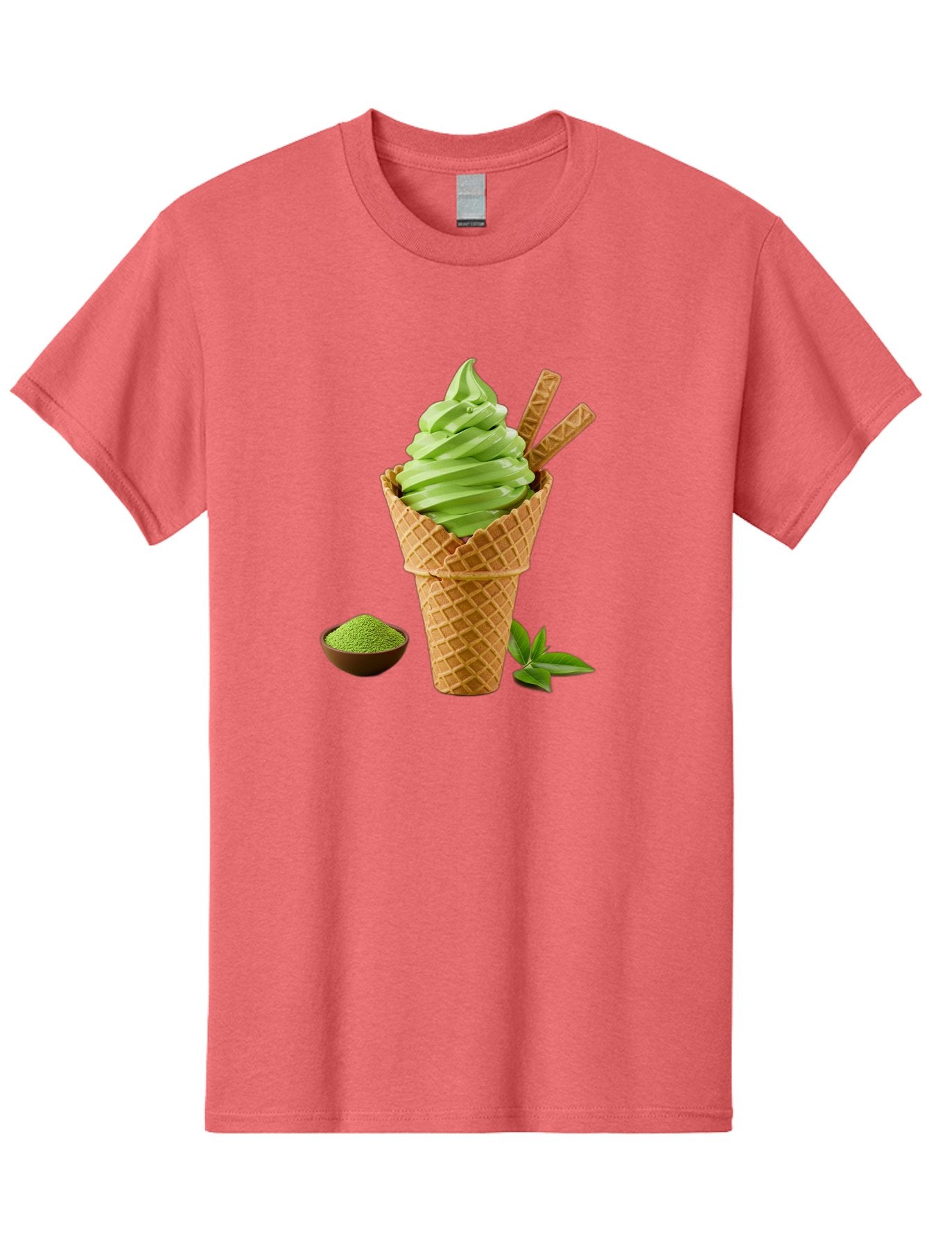 Matcha-Ice-Cream-Cone-1 Men'S Graphic Tee, 100% Cotton, Comfortable Casual Summer Wear, Machine Washable, Matcha Ice Cream Cone, Soft-Serve Ice Cream, Green Tea, Japanese Dessert, Matcha Powder, Summer Treat, Ice Cream, Green Tea Ice Cream, Baa991 6