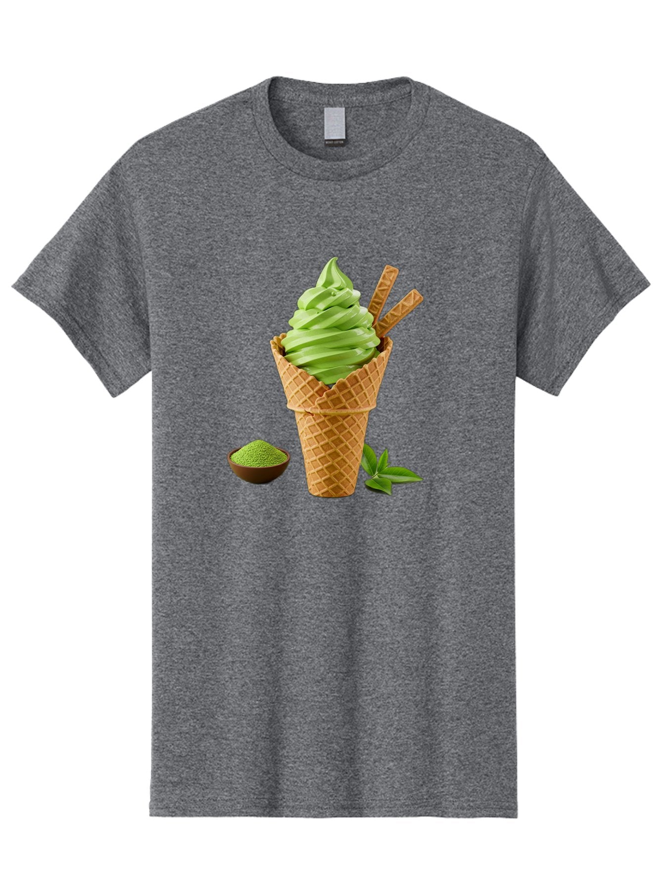 Matcha-Ice-Cream-Cone-1 Men'S Graphic Tee, 100% Cotton, Comfortable Casual Summer Wear, Machine Washable, Matcha Ice Cream Cone, Soft-Serve Ice Cream, Green Tea, Japanese Dessert, Matcha Powder, Summer Treat, Ice Cream, Green Tea Ice Cream, Baa991 7